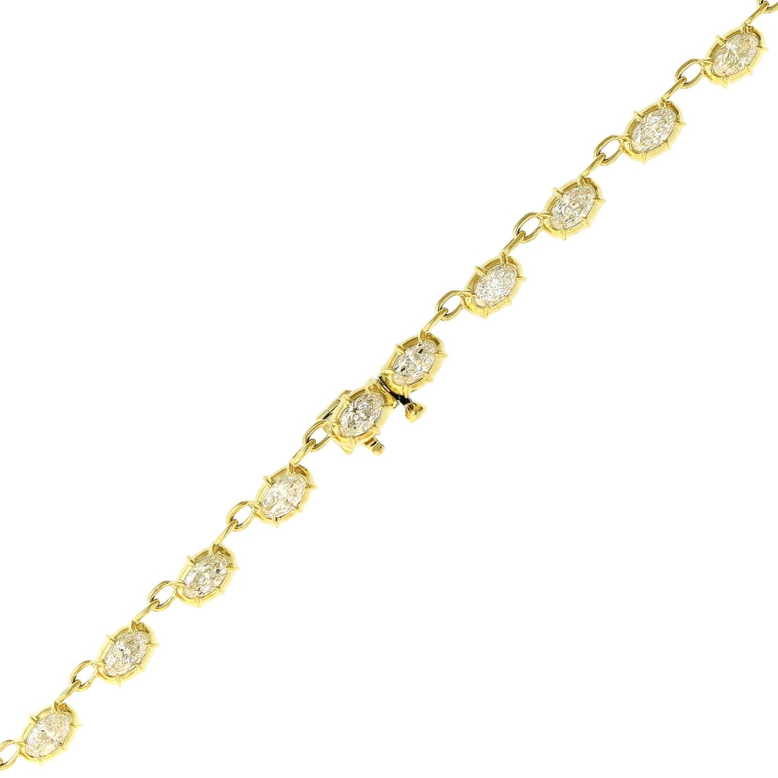 18K Yellow Gold Moval Diamond Tennis Necklace - Image 3