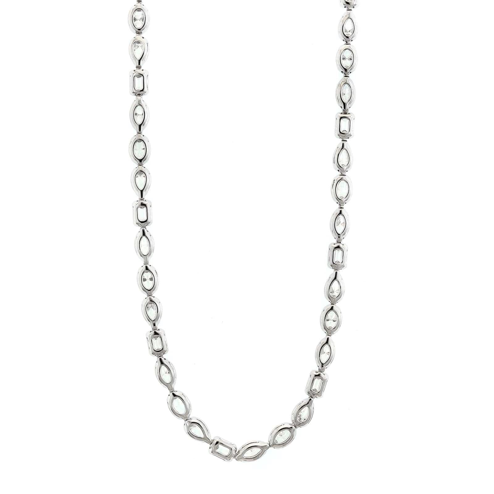 18K White Gold Multi Shaped Diamond Tennis Necklace - Image 2