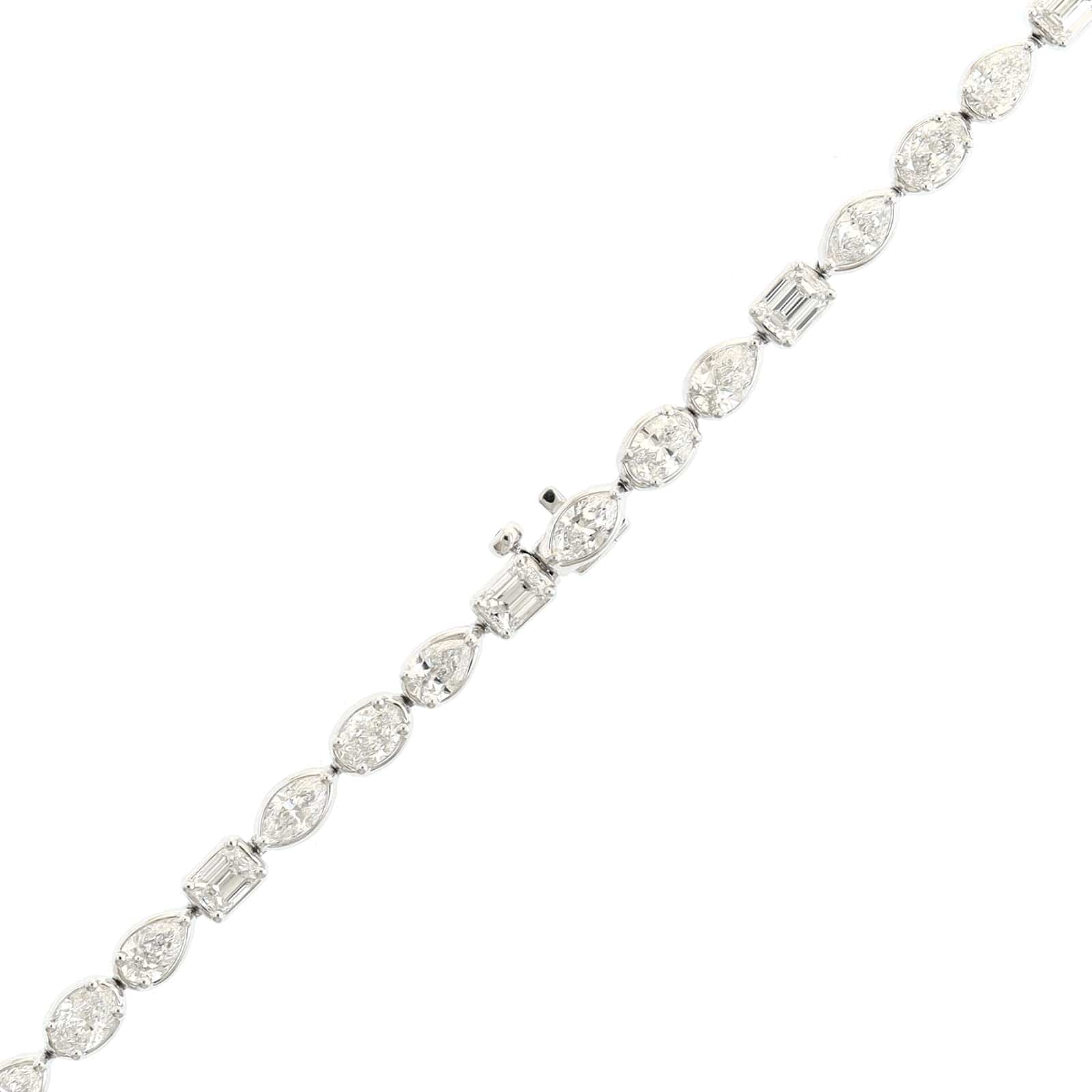 18K White Gold Multi Shaped Diamond Tennis Necklace - Image 3