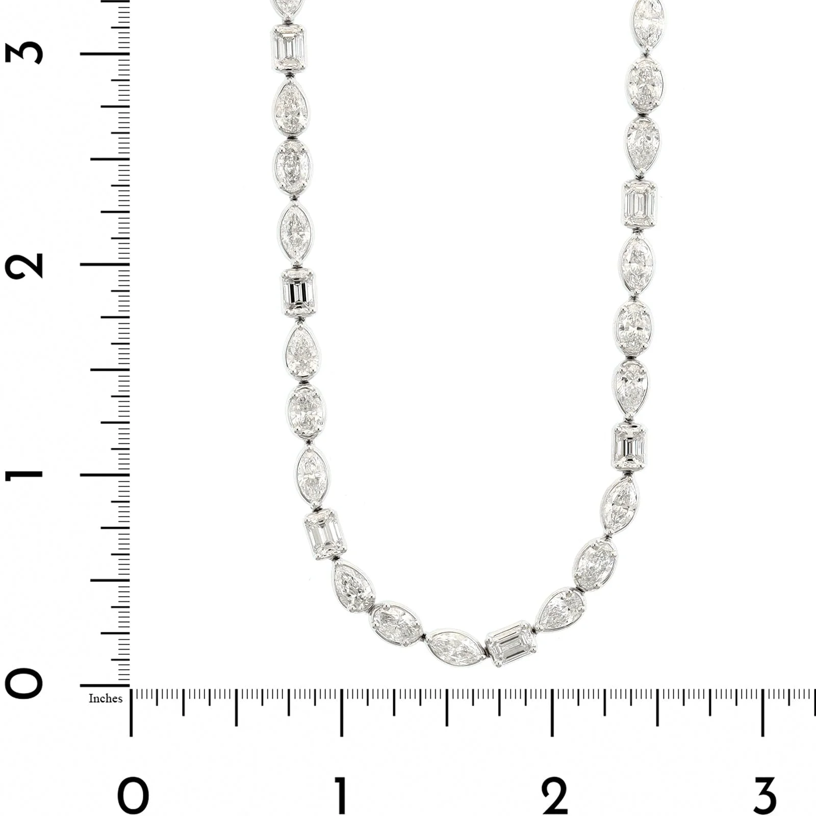 18K White Gold Multi Shaped Diamond Tennis Necklace - Image 4