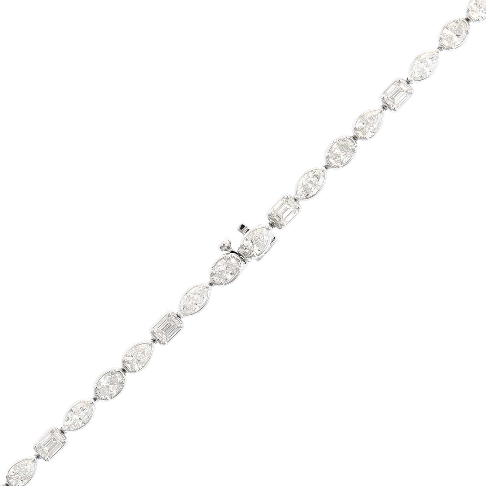 18K White Gold Multi Shaped Diamond Tennis Necklace - Image 3