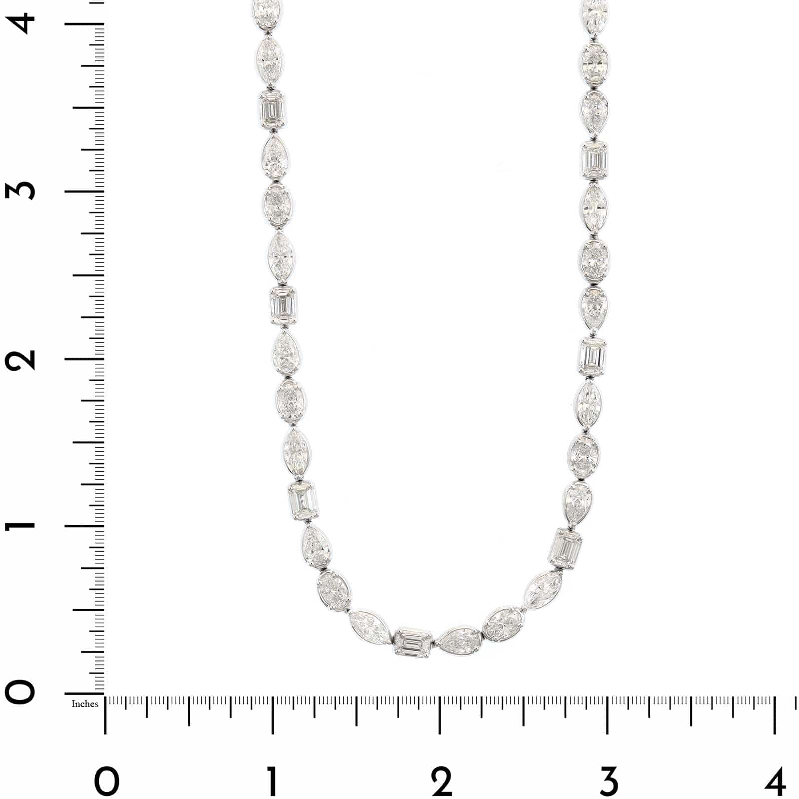 18K White Gold Multi Shaped Diamond Tennis Necklace - Image 4