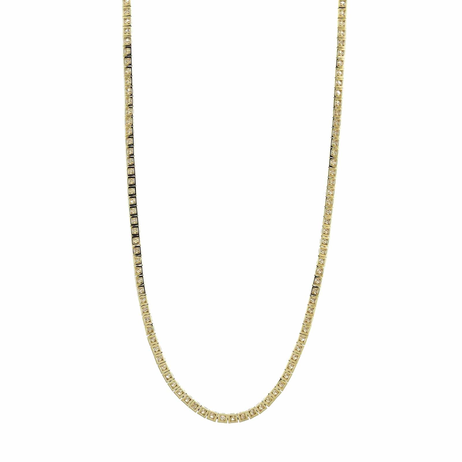 14K Yellow Gold Four Prong Diamond Tennis Necklace - Image 2