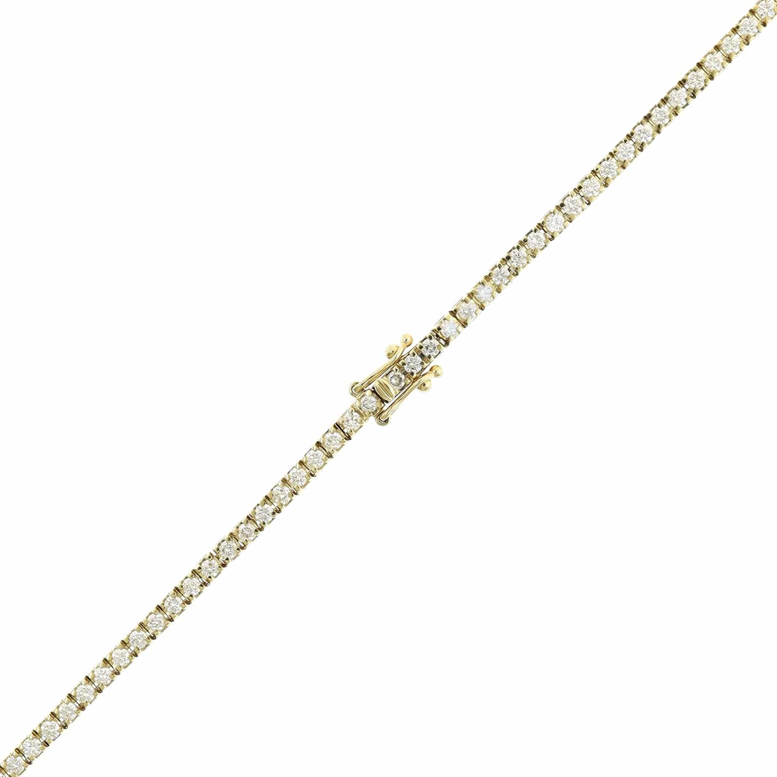 14K Yellow Gold Four Prong Diamond Tennis Necklace - Image 3