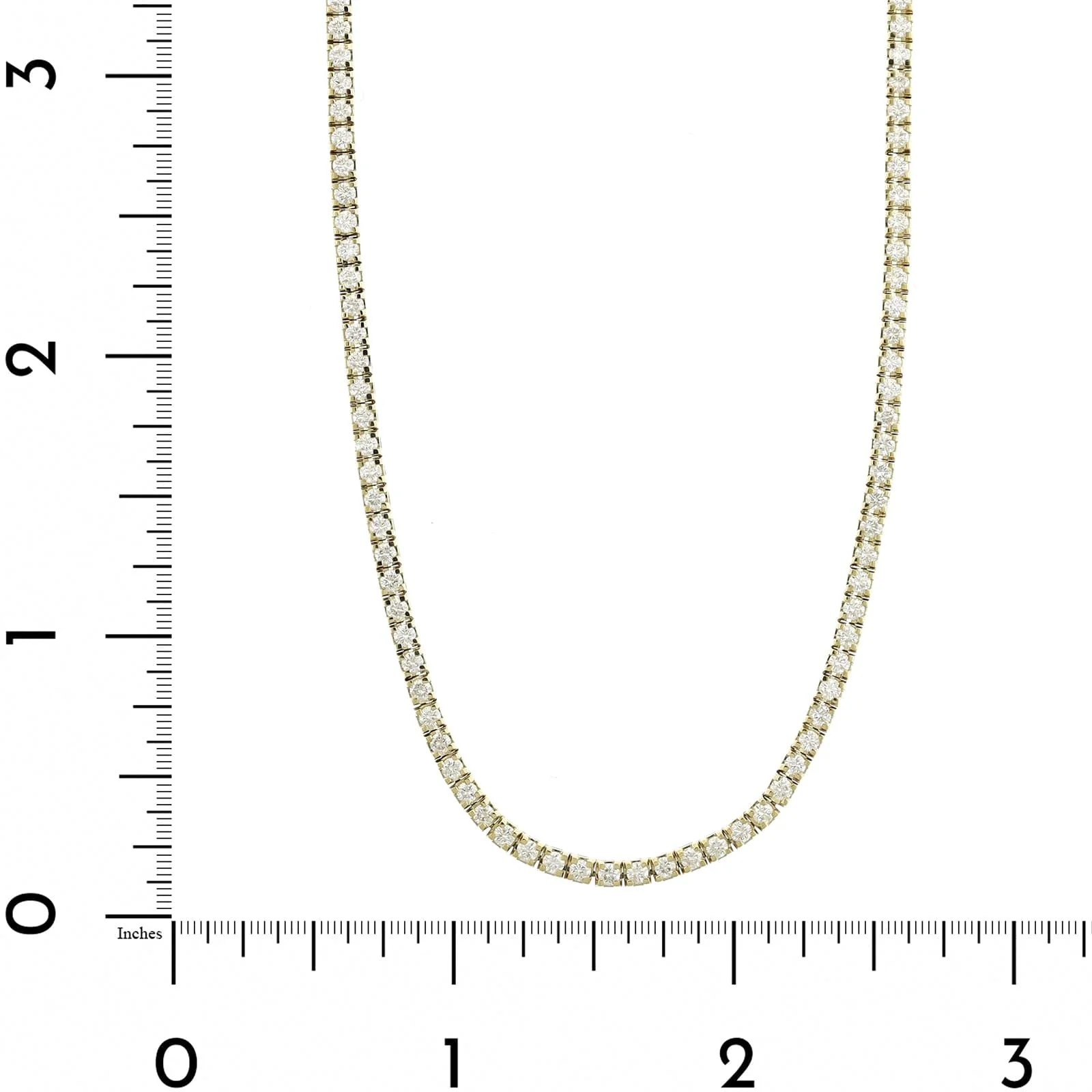 14K Yellow Gold Four Prong Diamond Tennis Necklace - Image 4