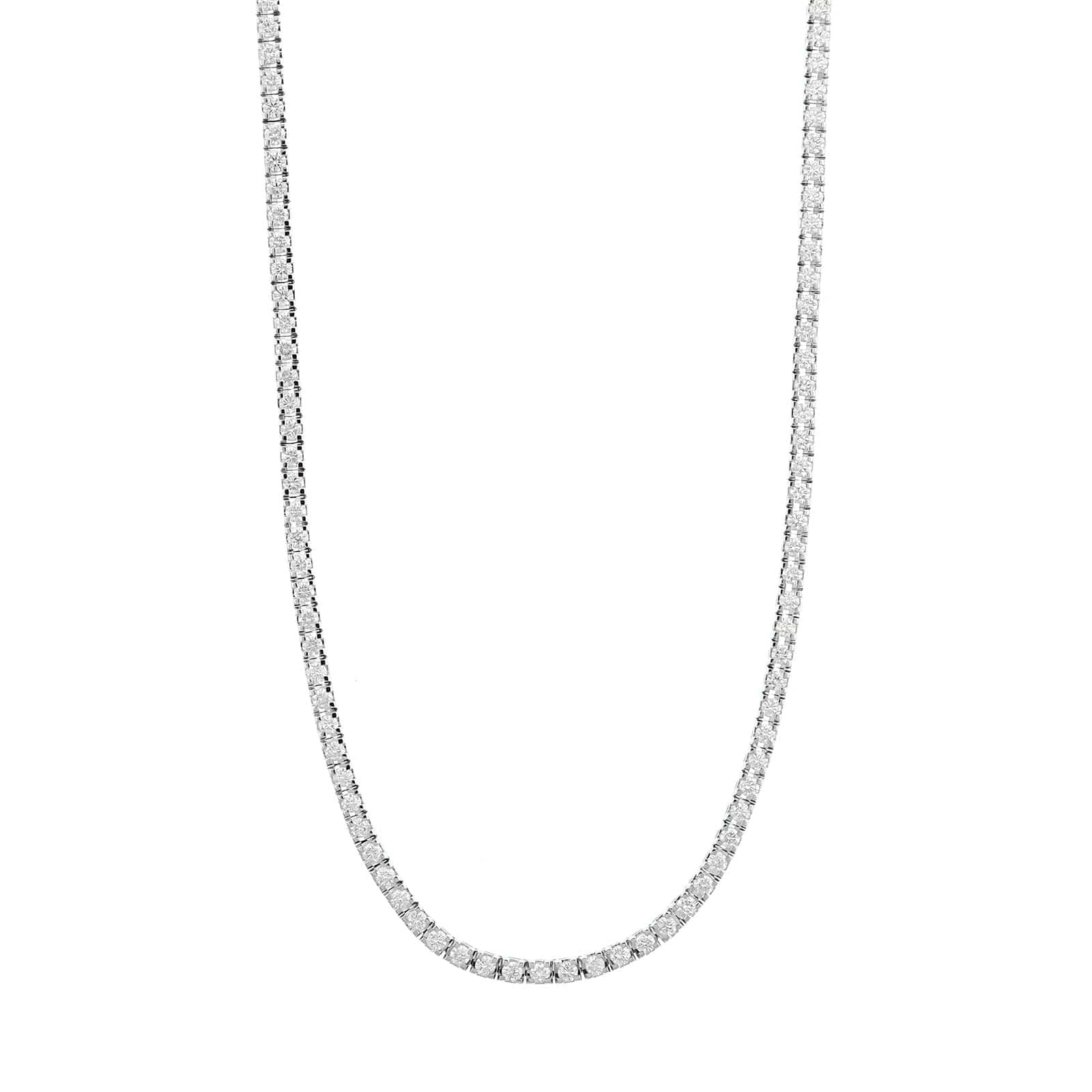 14K White Gold Four Prong Diamond Tennis Necklace