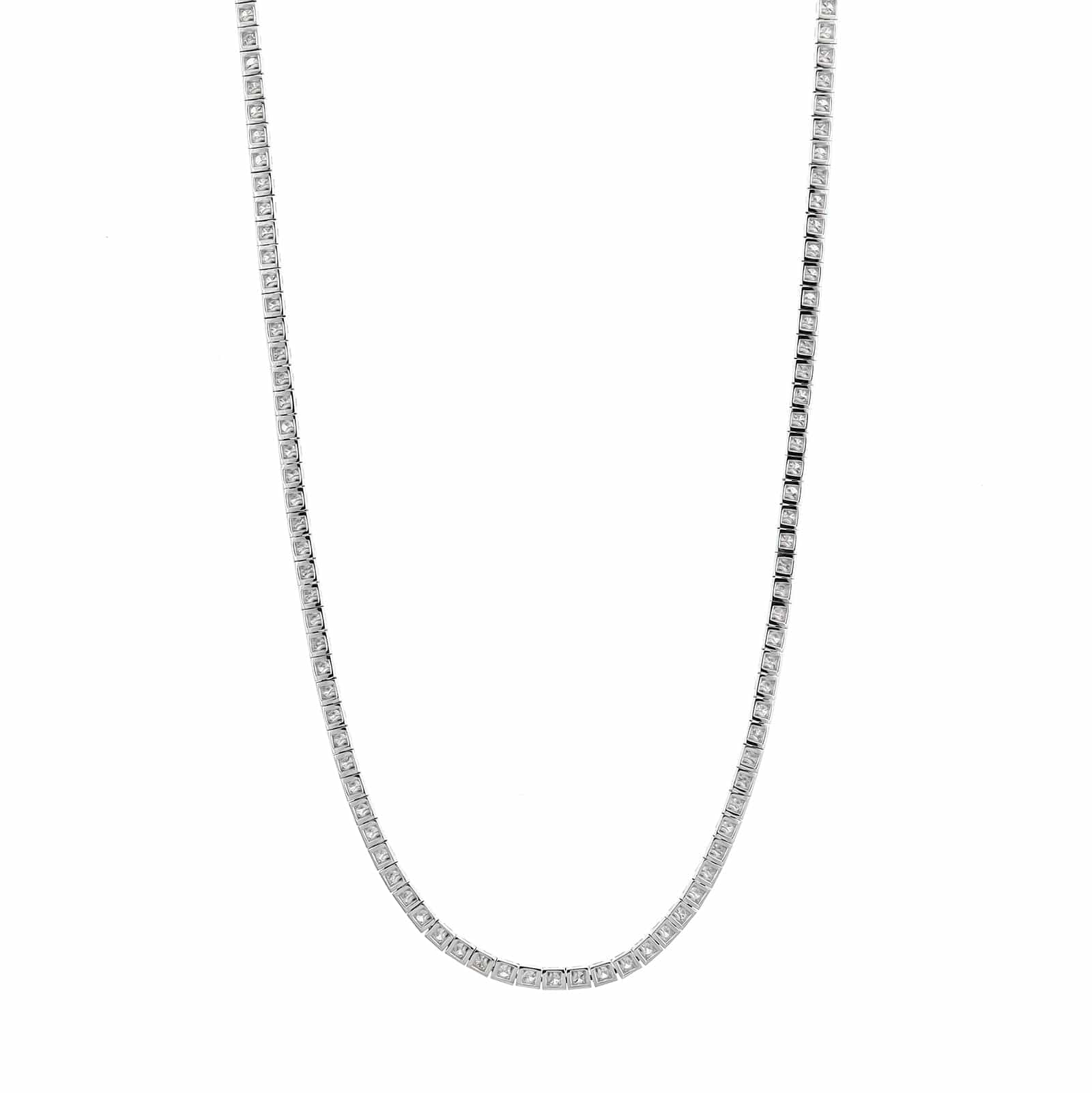 14K White Gold Four Prong Diamond Tennis Necklace - Image 2