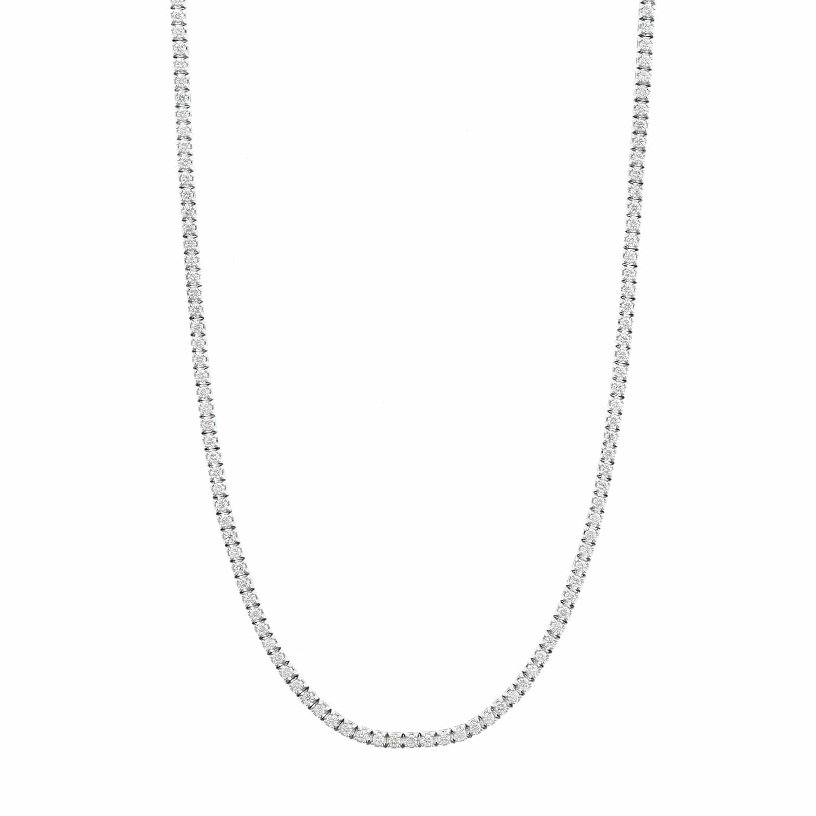 14K White Gold Four Prong Diamond Tennis Necklace