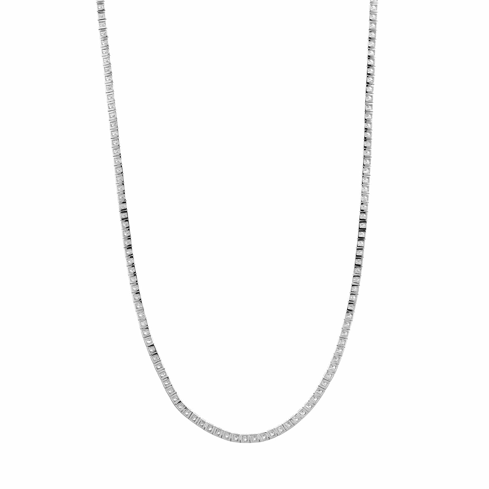 14K White Gold Four Prong Diamond Tennis Necklace - Image 2