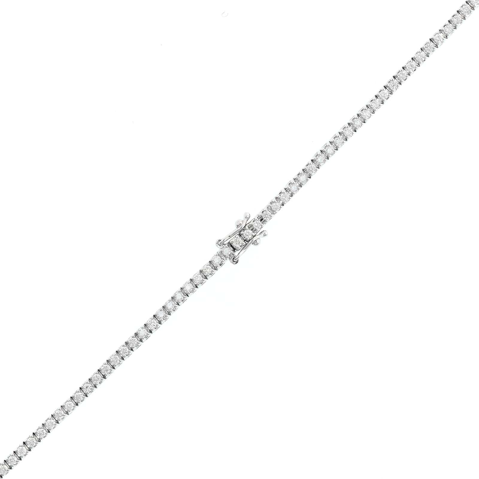 14K White Gold Four Prong Diamond Tennis Necklace - Image 3
