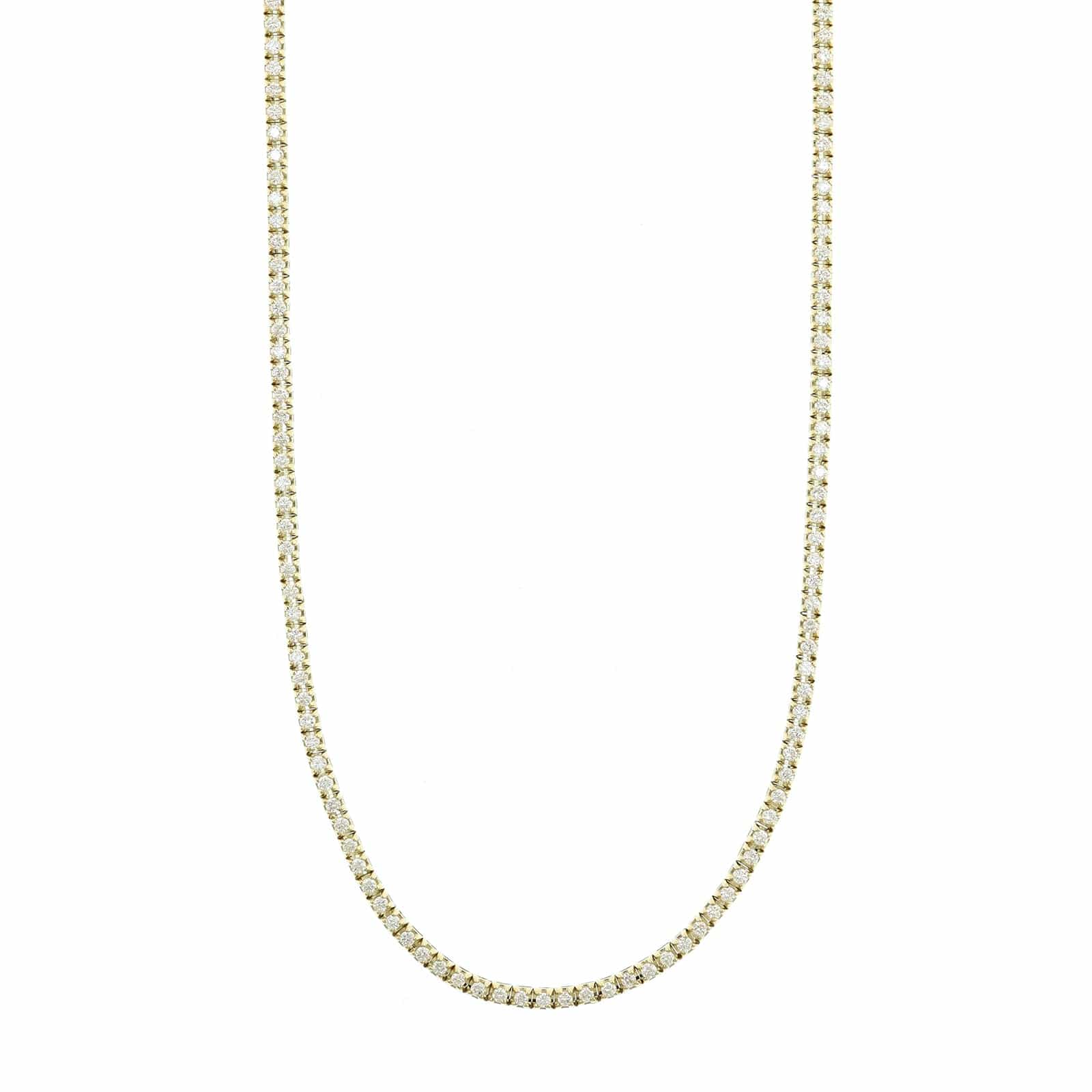 14K Yellow Gold Four Prong Diamond Tennis Necklace