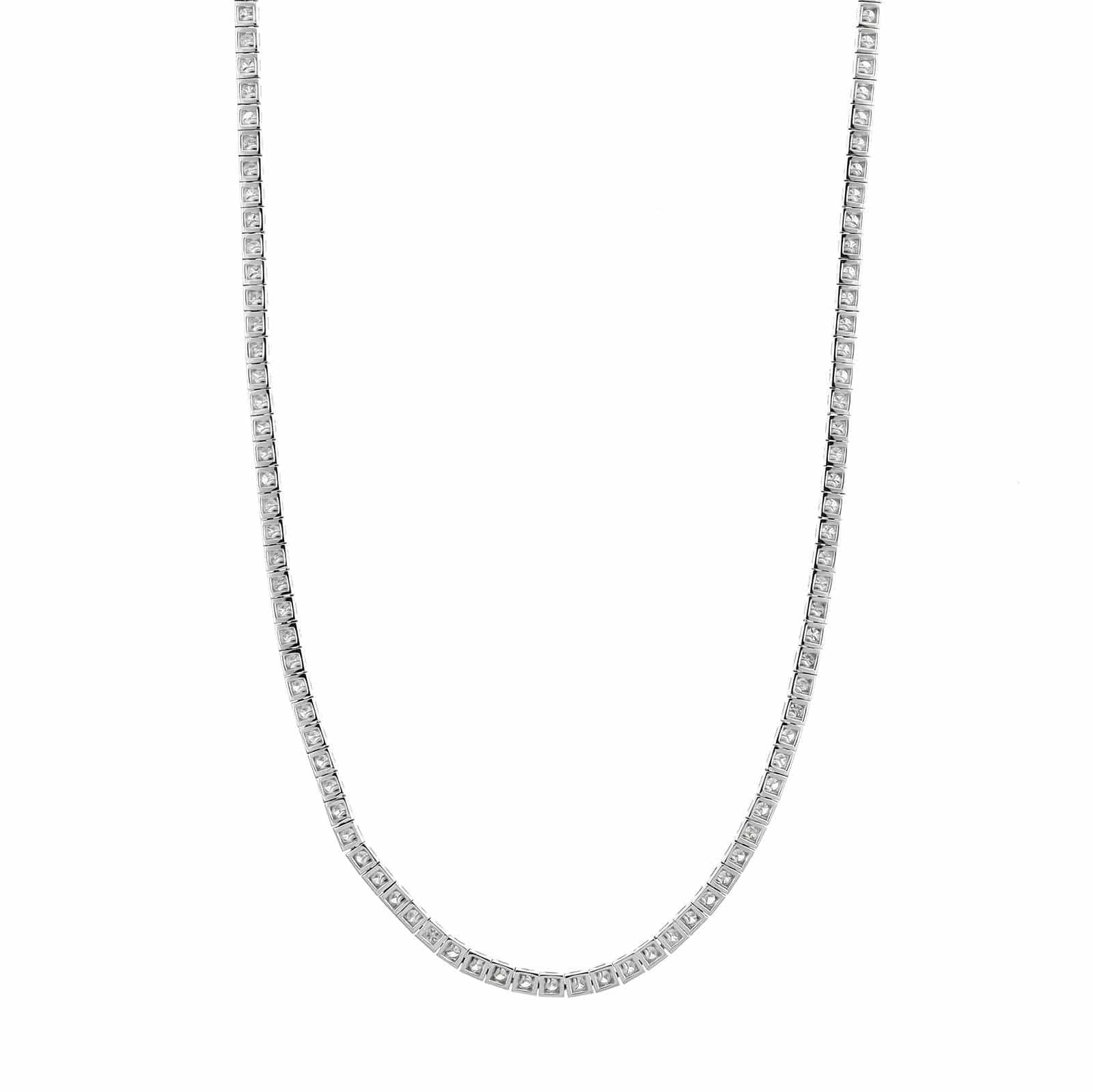 18K White Gold Four Prong Diamond Tennis Necklace - Image 2