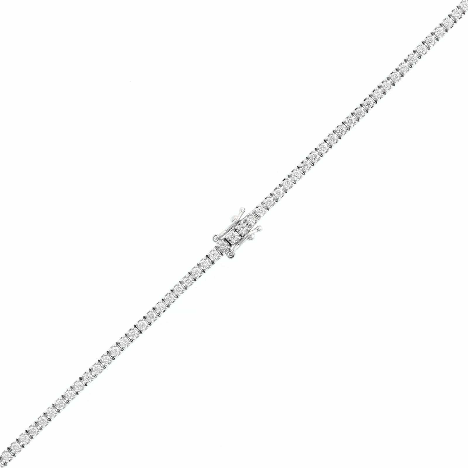 18K White Gold Four Prong Diamond Tennis Necklace - Image 3