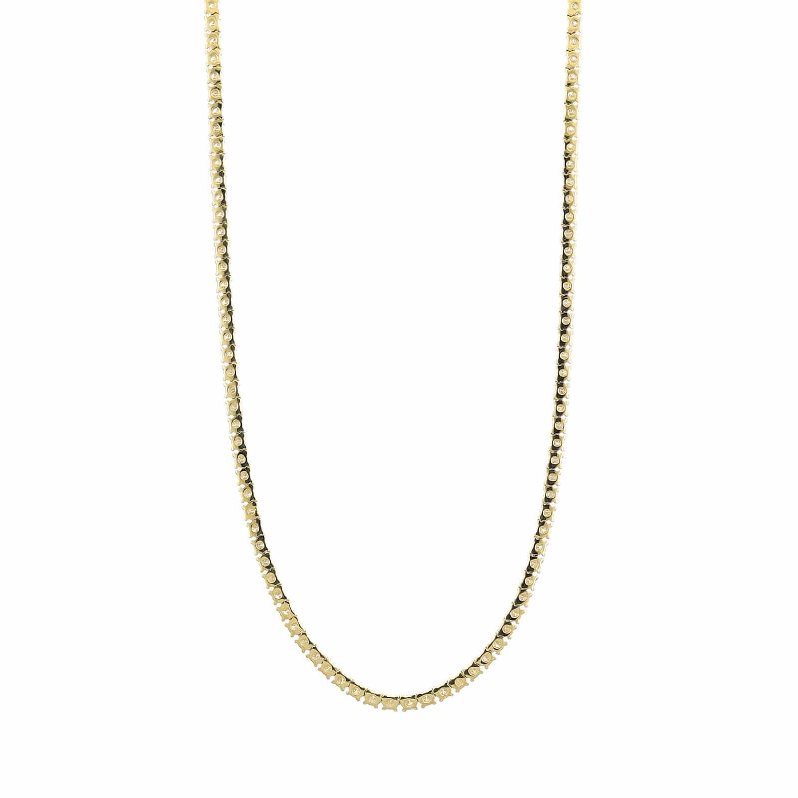 14K Yellow Gold Halfway Around Diamond Tennis Necklace - Image 2