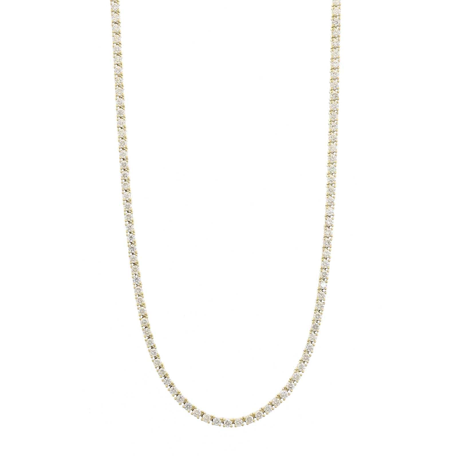14K Yellow Gold Halfway Around Diamond Tennis Necklace - Image 5