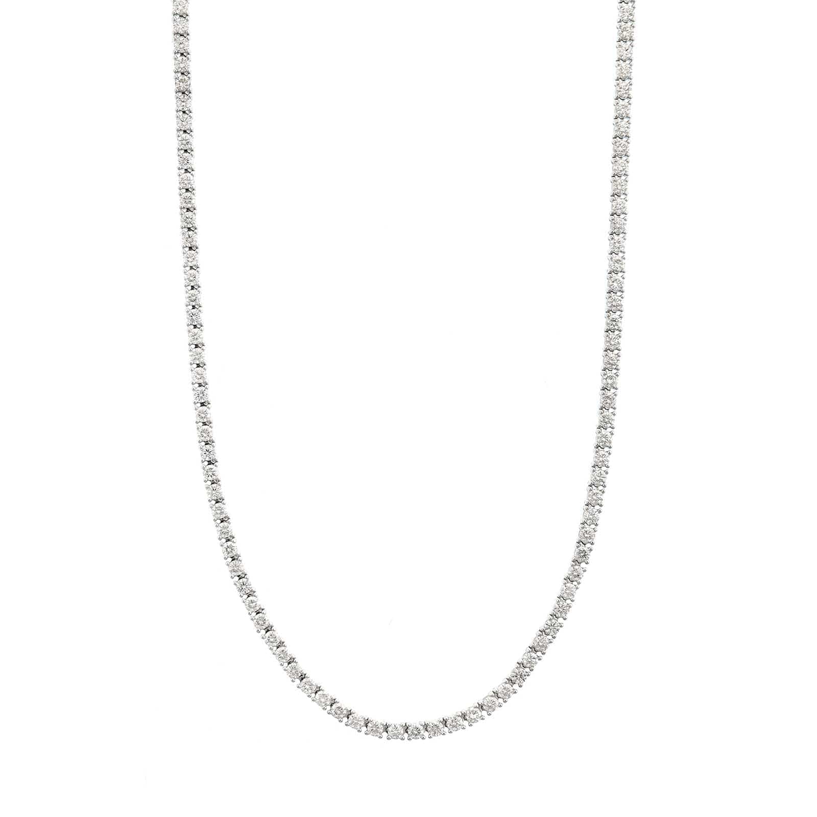 14K White Gold Halfway Around Diamond Tennis Necklace - Image 5