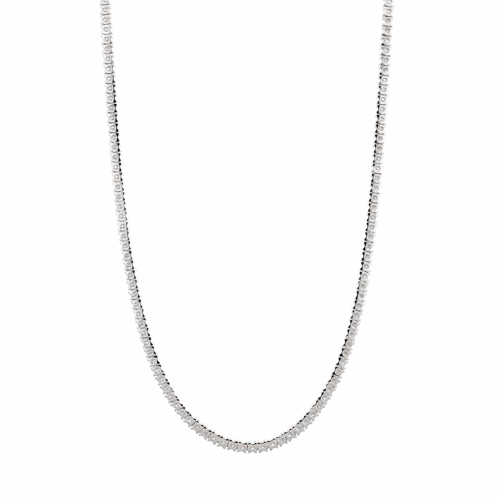 14K White Gold Round Diamond Tennis Necklace - Image 2