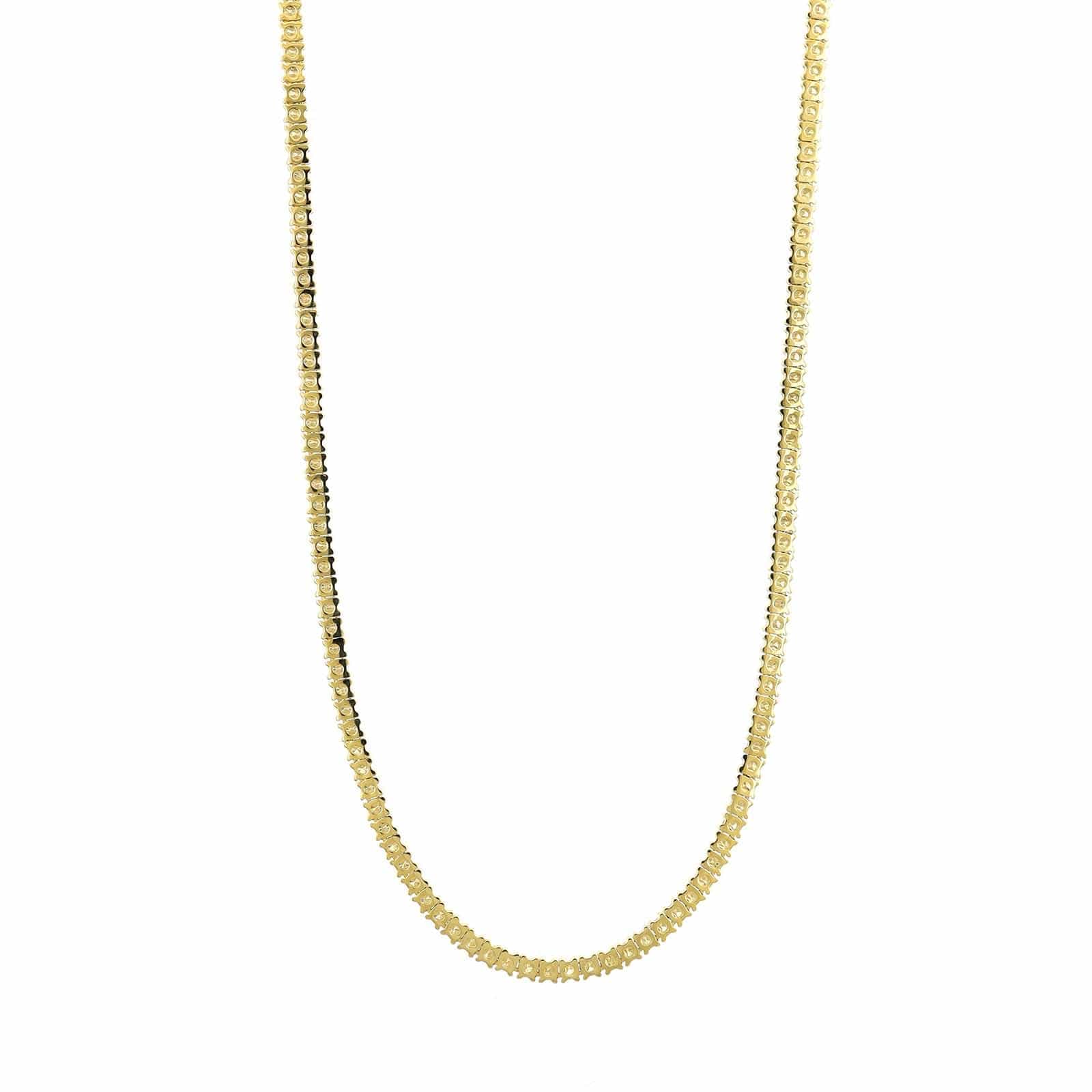 14K Yellow Gold Round Diamond Tennis Necklace - Image 2