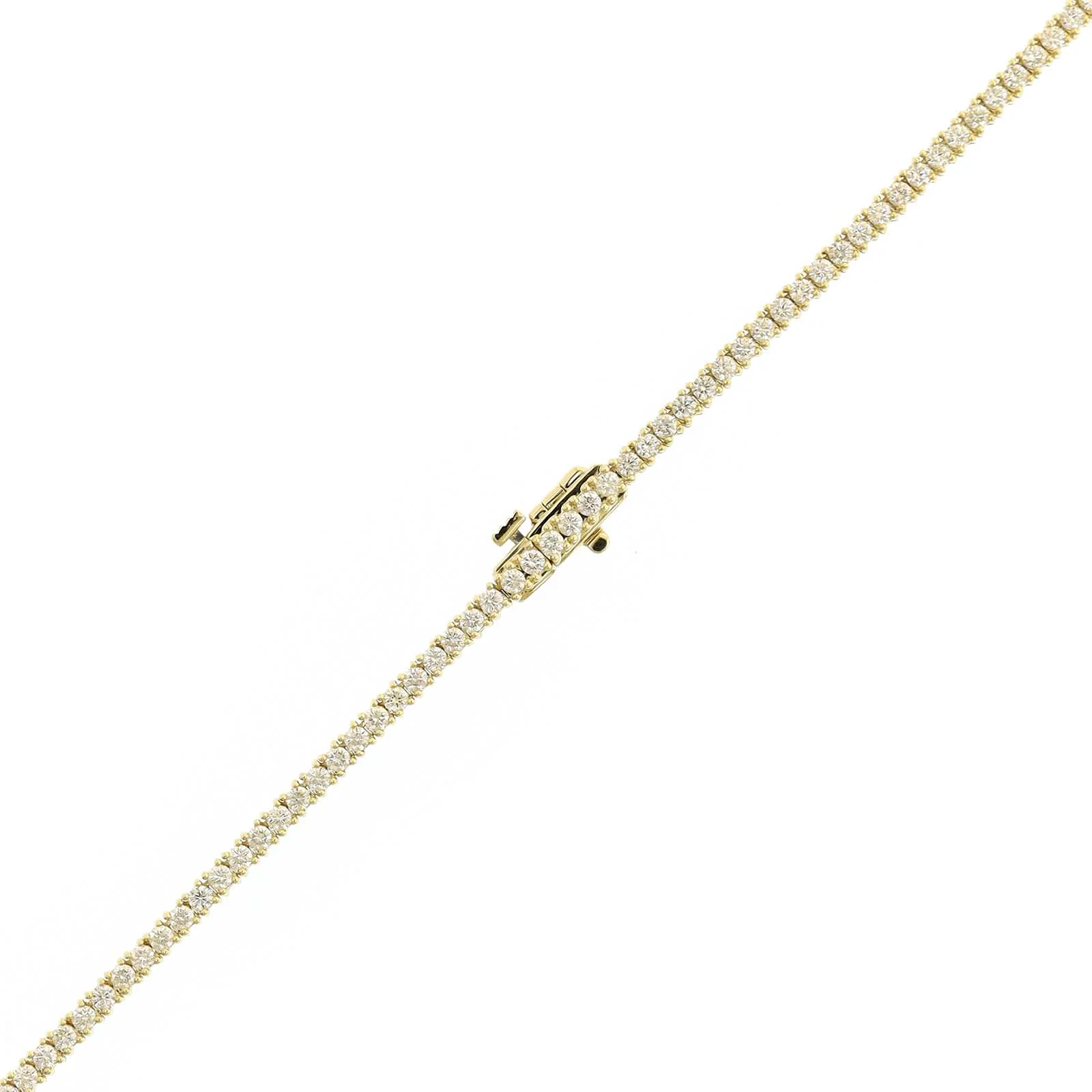 14K Yellow Gold Round Diamond Tennis Necklace - Image 3