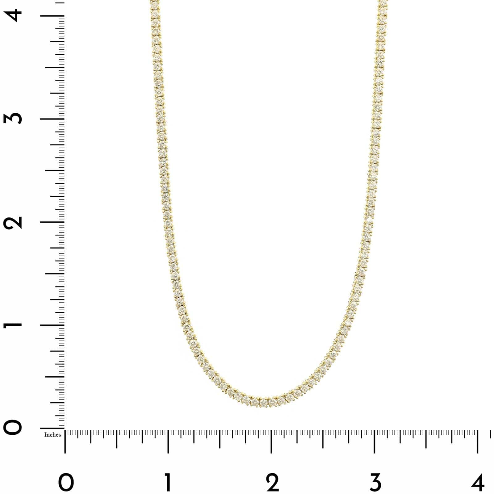 14K Yellow Gold Round Diamond Tennis Necklace - Image 4