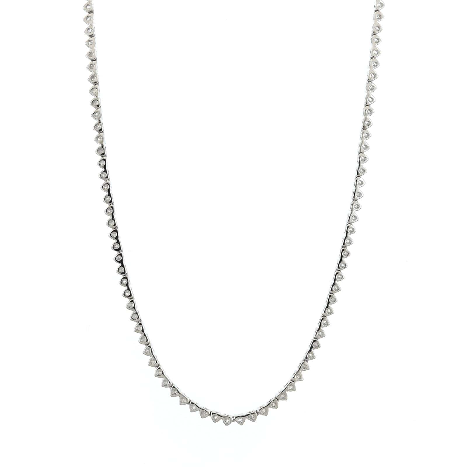 14K White Gold Three Prong Diamond Riviera Necklace - Image 2