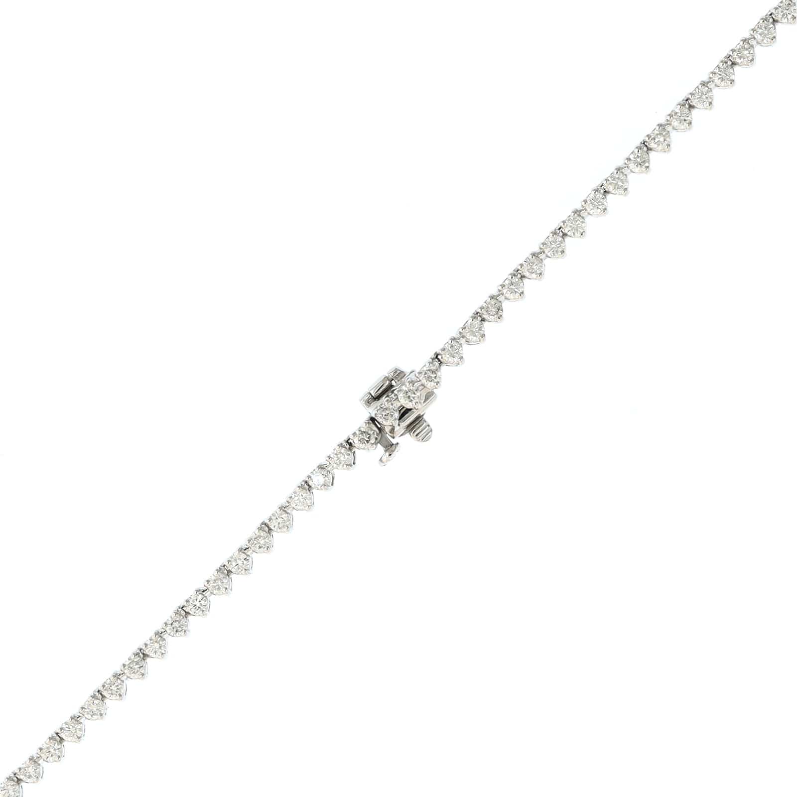 14K White Gold Three Prong Diamond Riviera Necklace - Image 3
