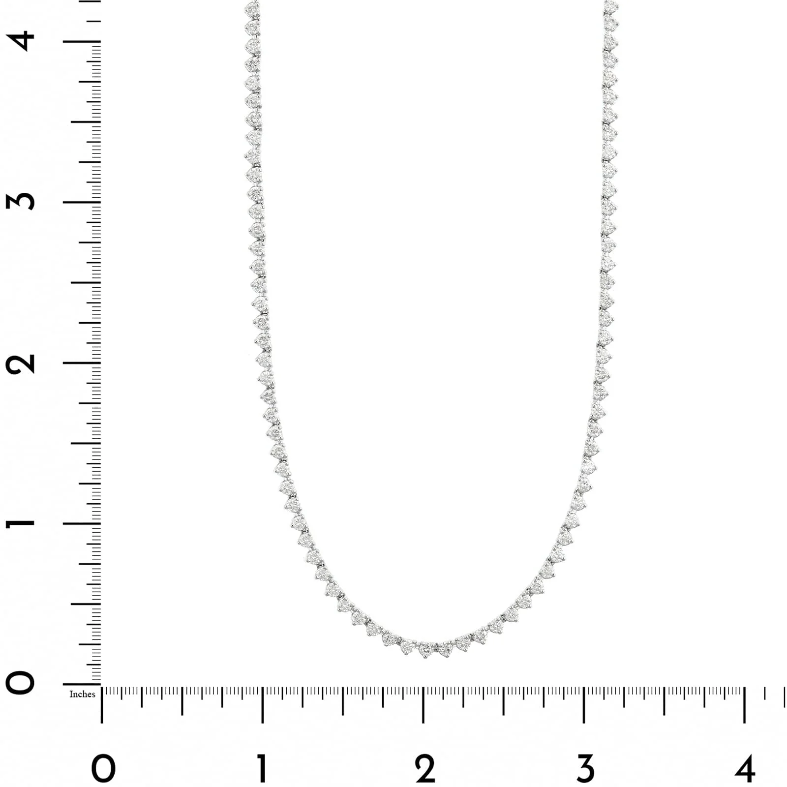 14K White Gold Three Prong Diamond Riviera Necklace - Image 4