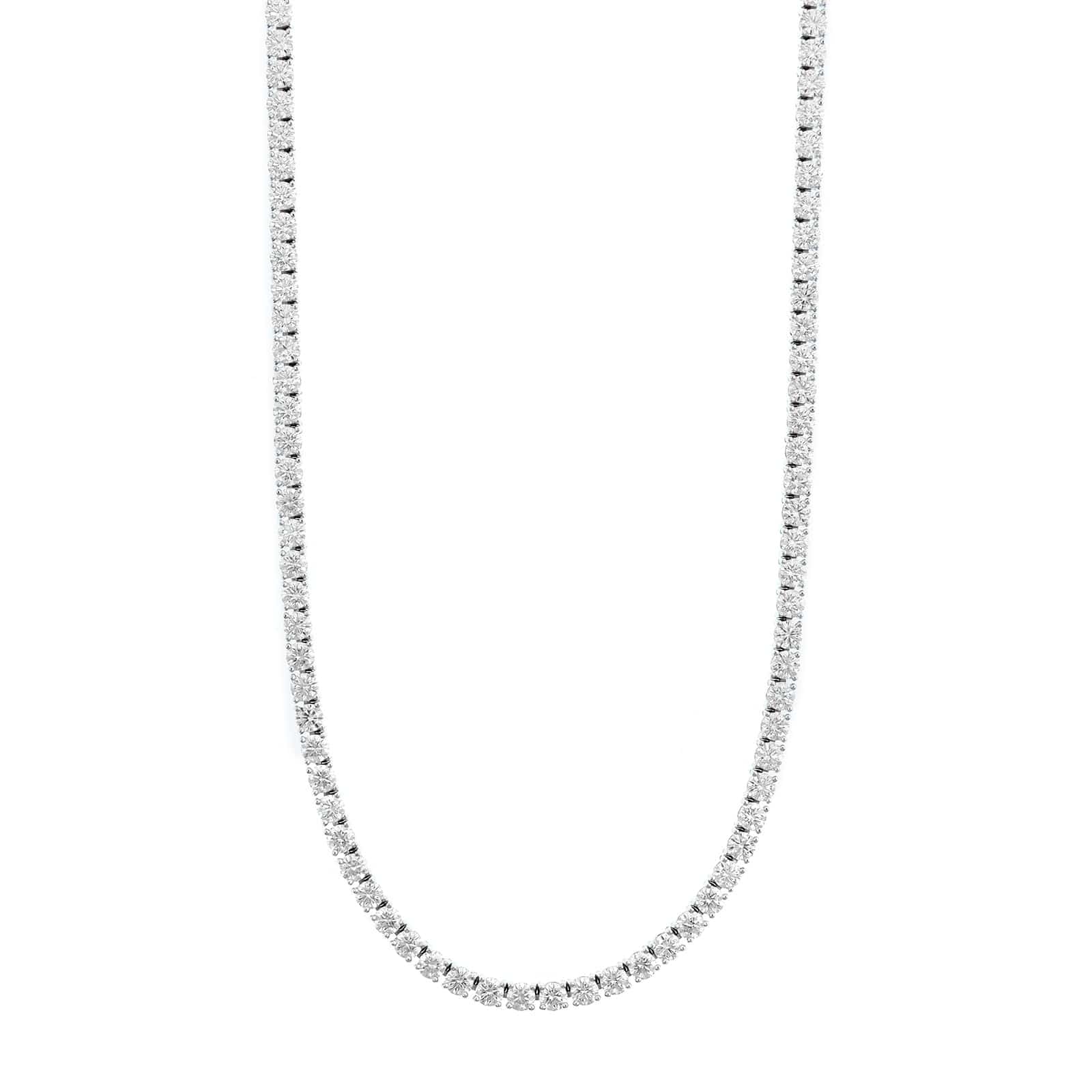 14K White Gold Round Diamond Tennis Necklace