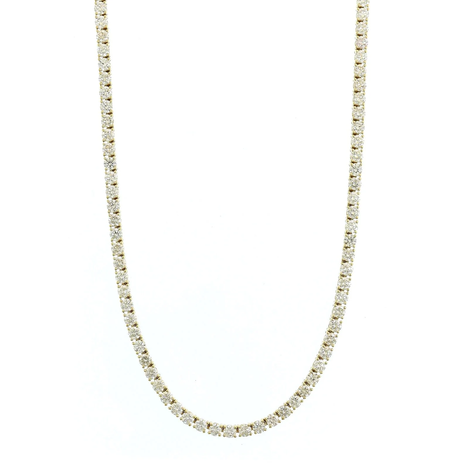14K Yellow Gold Round Diamond Tennis Necklace