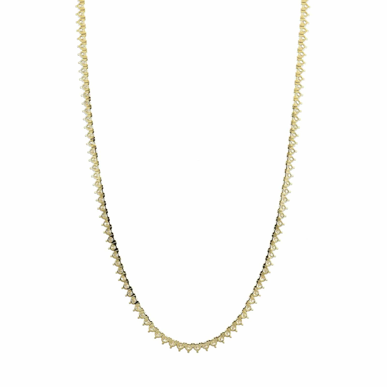 14K Yellow Gold Three Prong Diamond Tennis Necklace - Image 2