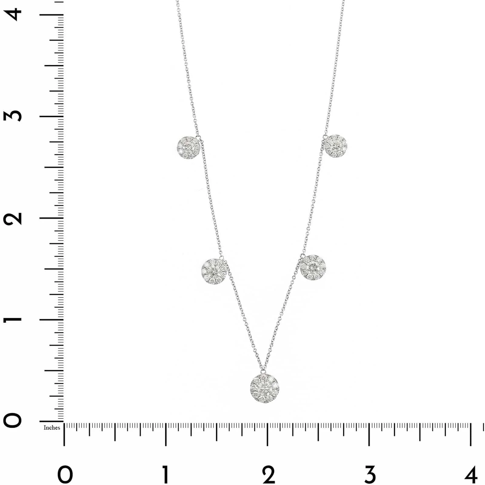 14K White Gold Diamond Cluster Station Necklace - Image 4