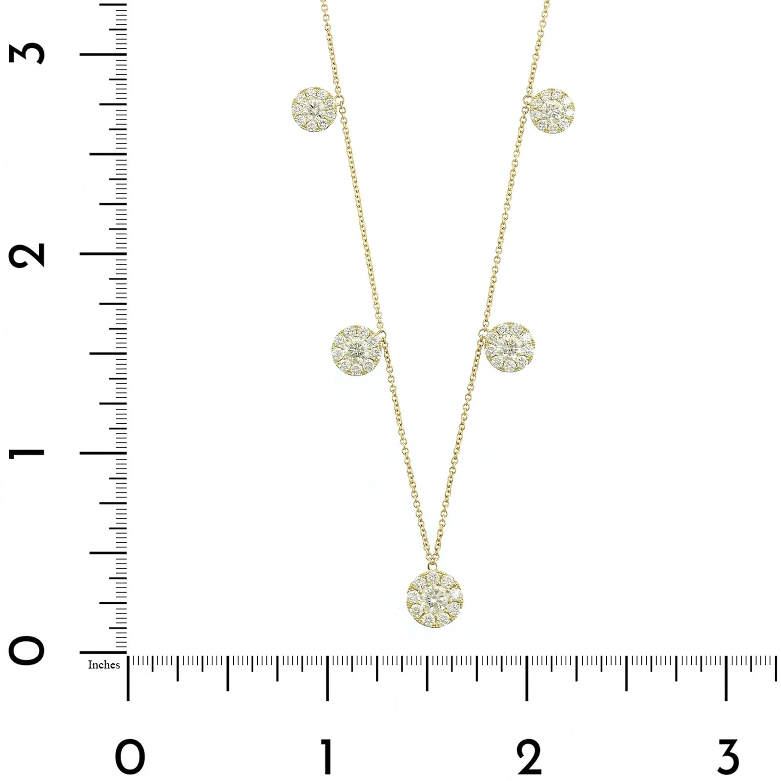 14K Yellow Gold Diamond Cluster Station Necklace - Image 4