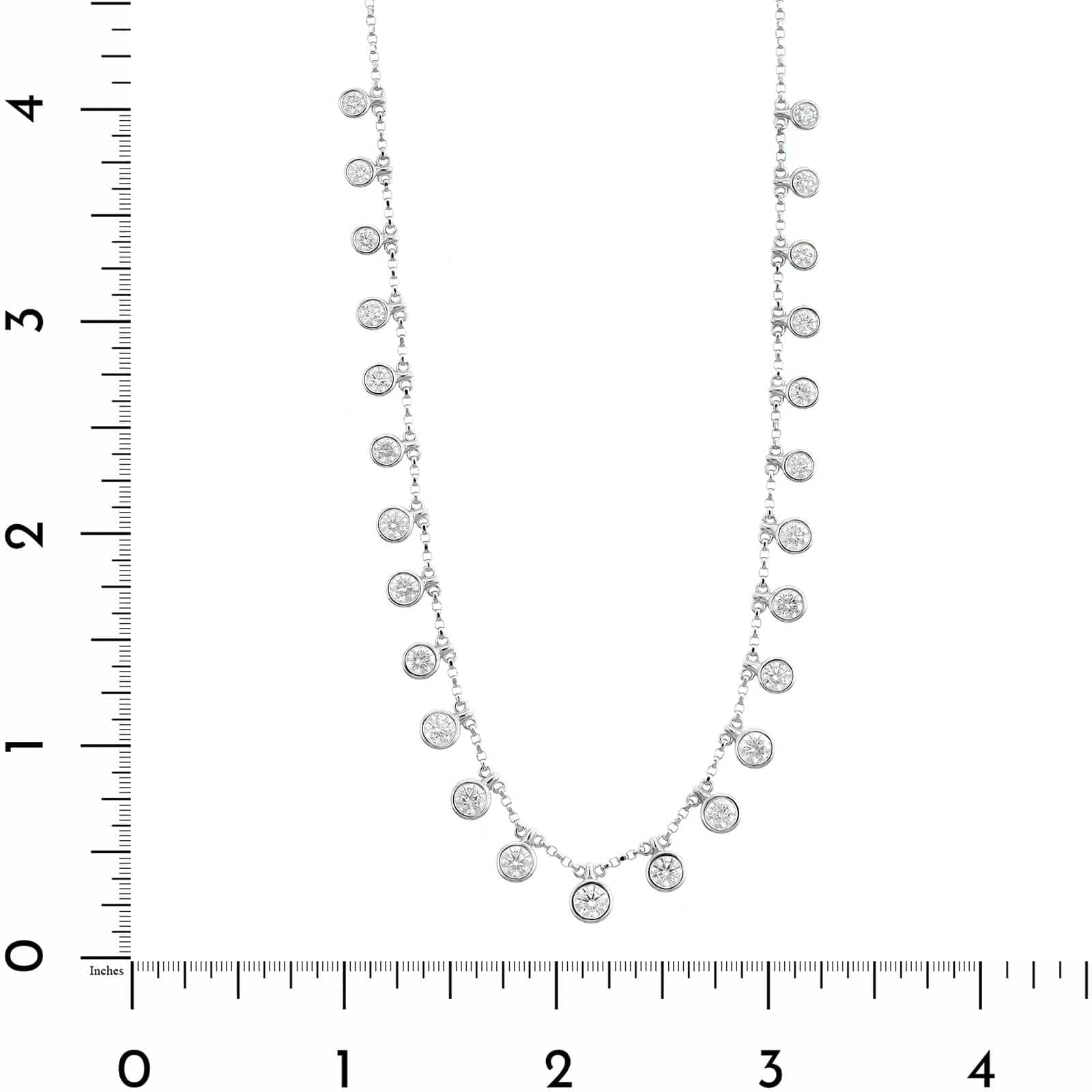 14K White Gold Graduated Bezel Set Round Diamond Station Dangle Necklace - Image 4