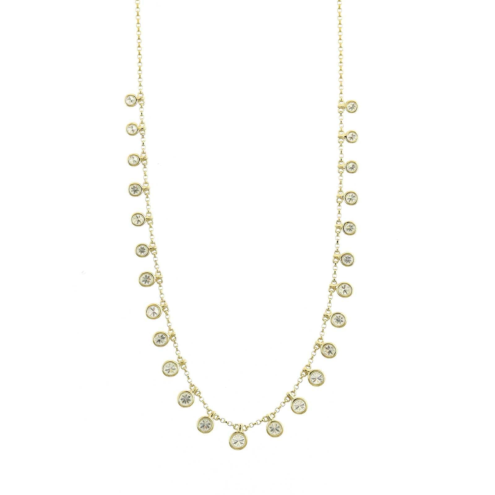 14K Yellow Gold Graduated Bezel Set Round Diamond Station Dangle Necklace - Image 2