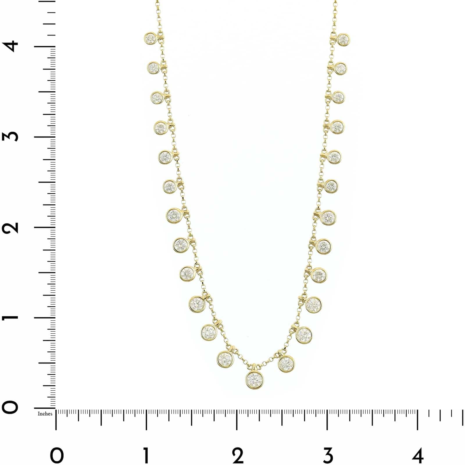 14K Yellow Gold Graduated Bezel Set Round Diamond Station Dangle Necklace - Image 4