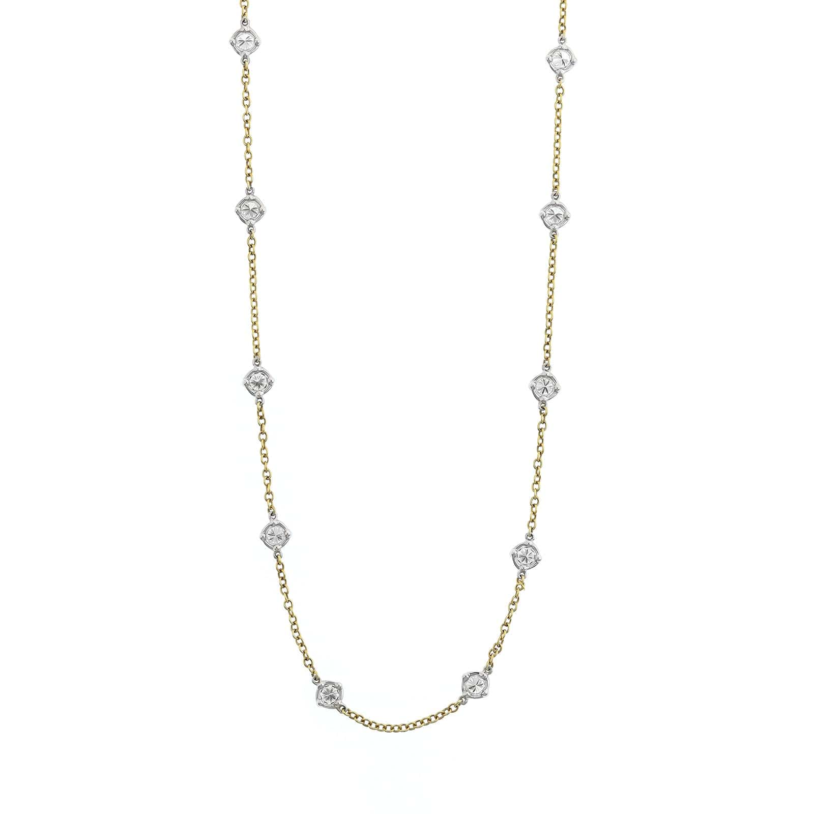 18K Two-Tone Gold Round Diamond By The Yard Necklace - Image 2
