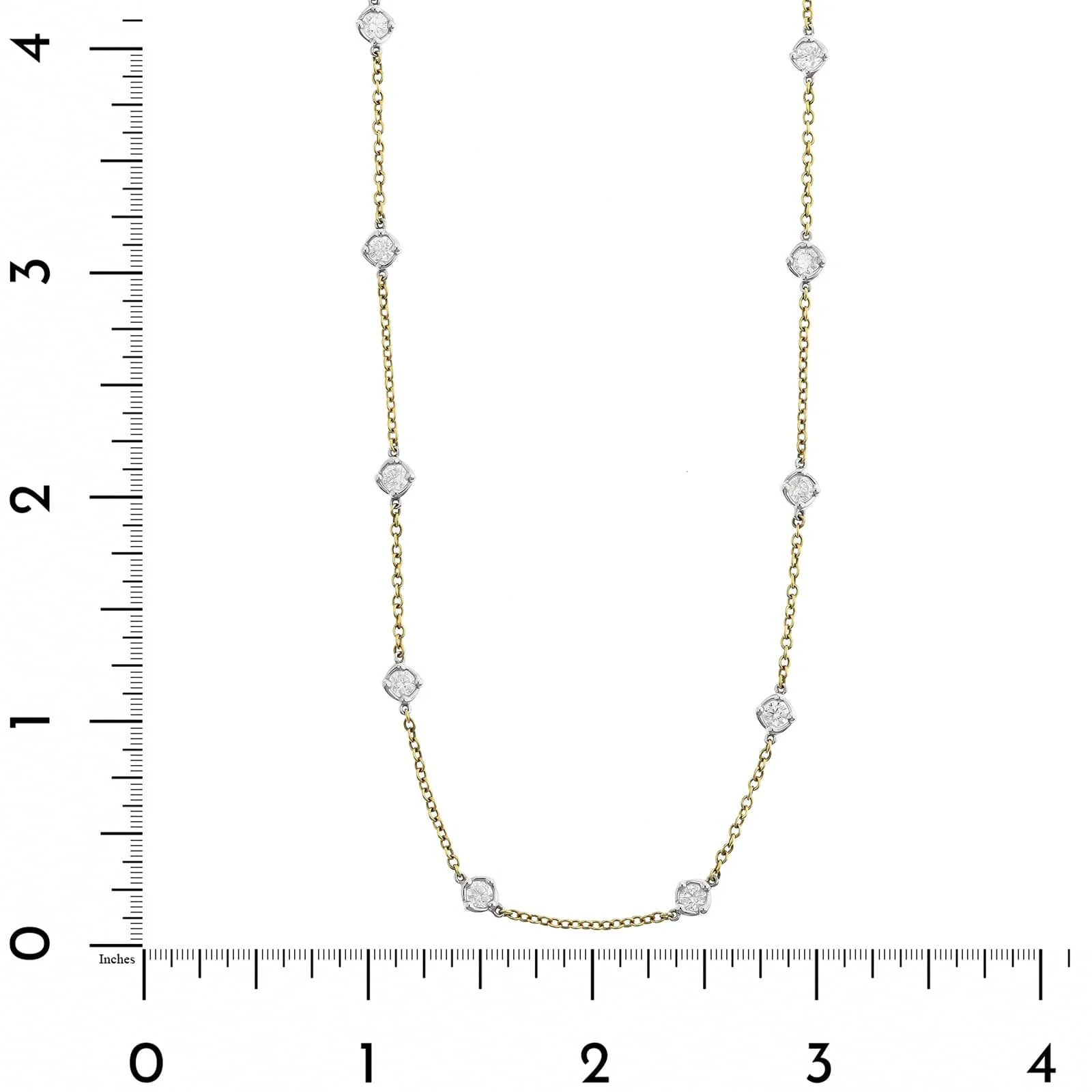 18K Two-Tone Gold Round Diamond By The Yard Necklace - Image 4