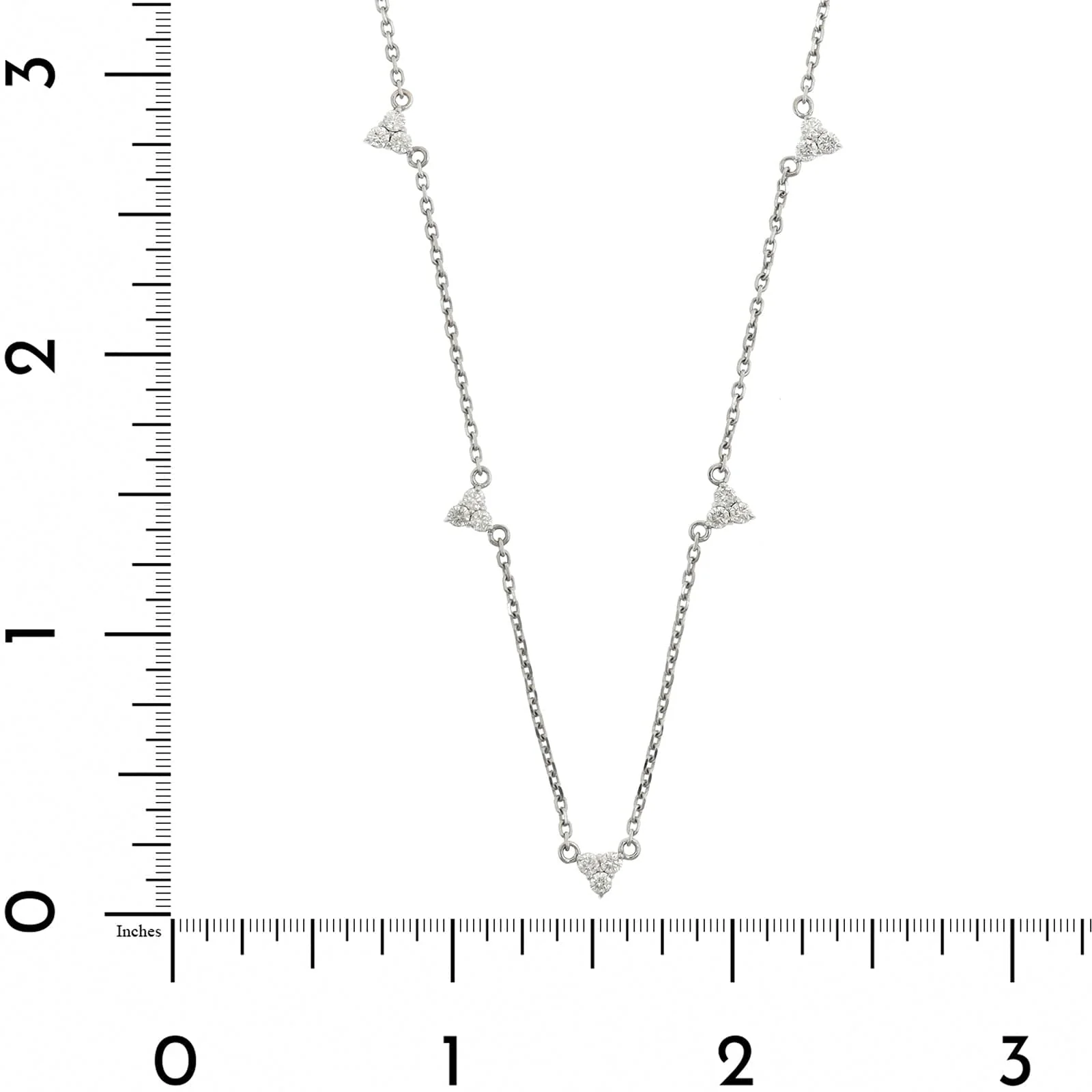 14K White Gold Trio Diamond Station Necklace - Image 4