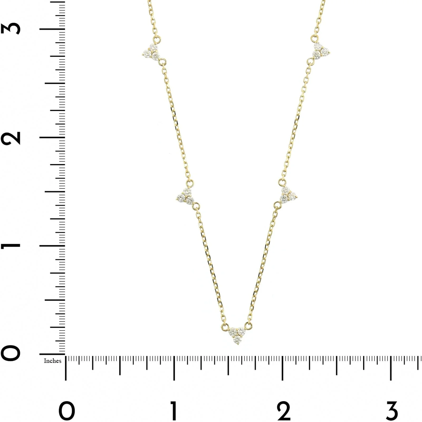 14K Yellow Gold Trio Diamond Station Necklace - Image 4