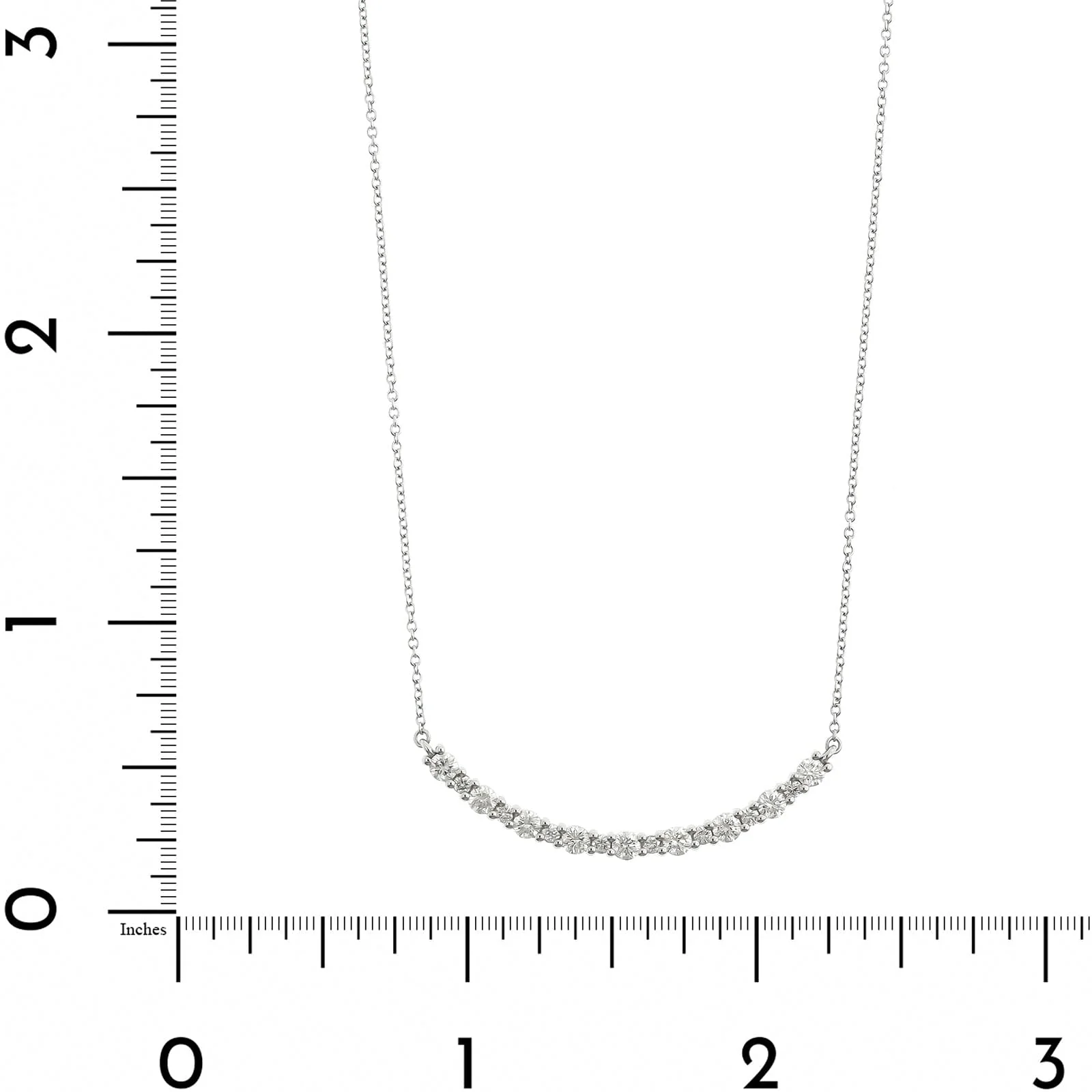 18K White Gold Curve Bar .80CTW Diamond Necklace - Image 4