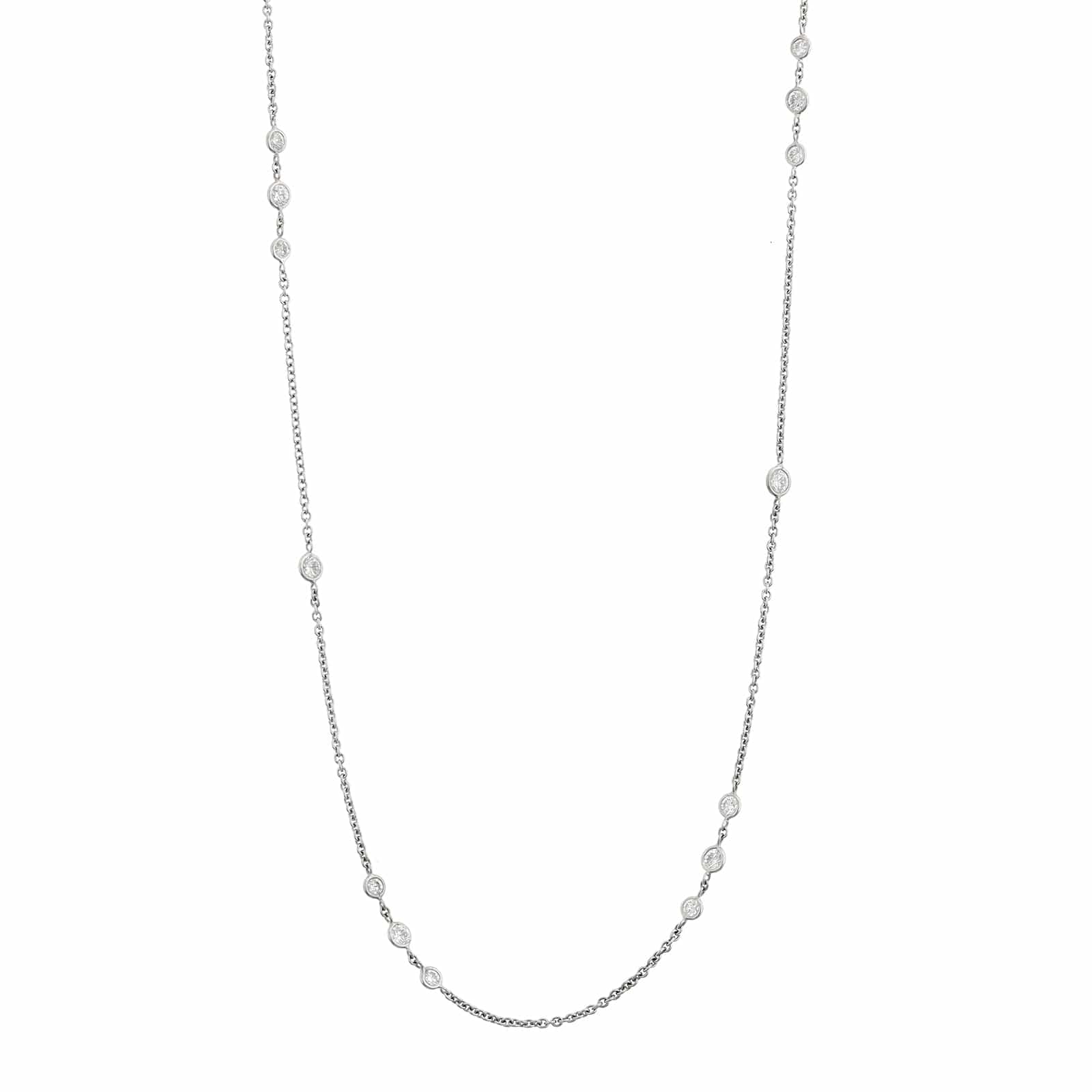 18K White Gold Diamond By The Yard Necklace