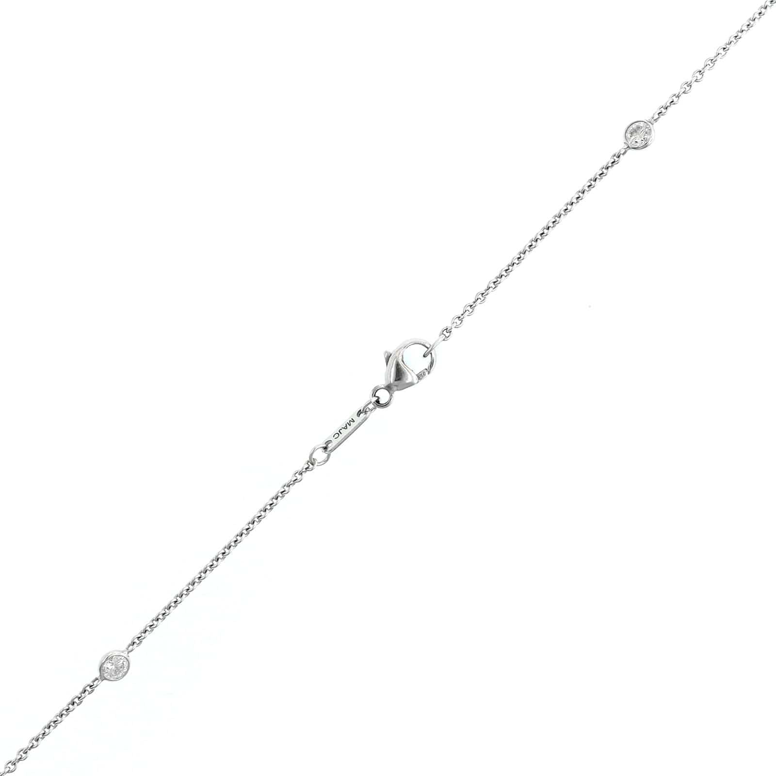 18K White Gold Oval and Round Diamond By The Yard Necklace - Image 3