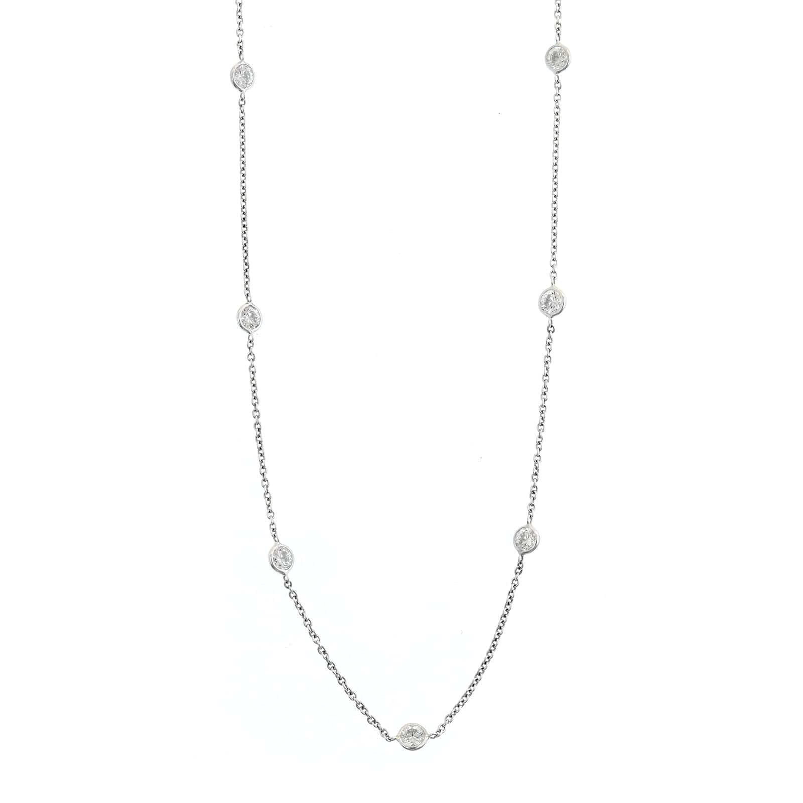 Platinum Round Diamond By The Yard Necklace