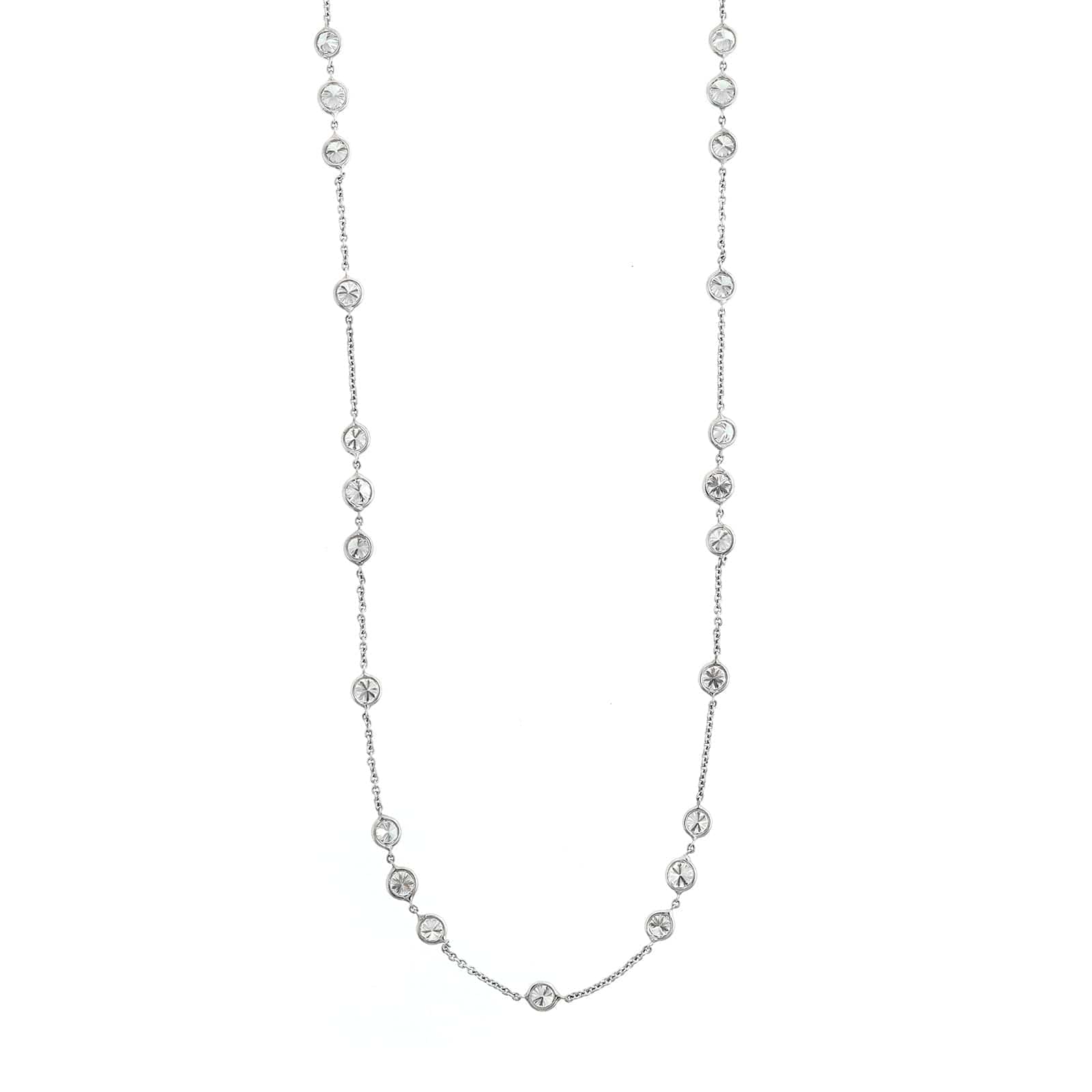 18K White Gold Round Diamond By The Yard Necklace - Image 2