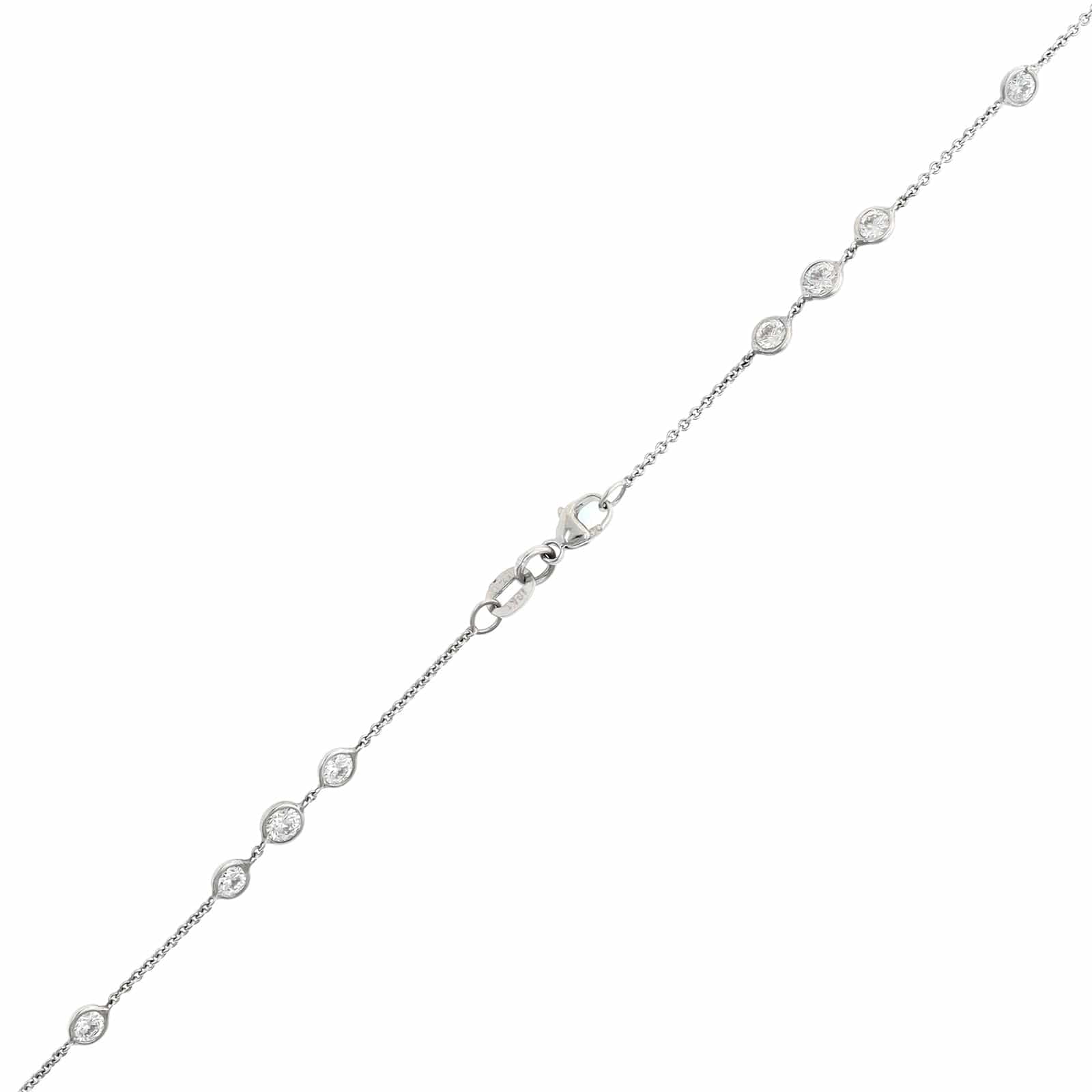 18K White Gold Round Diamond By The Yard Necklace - Image 3