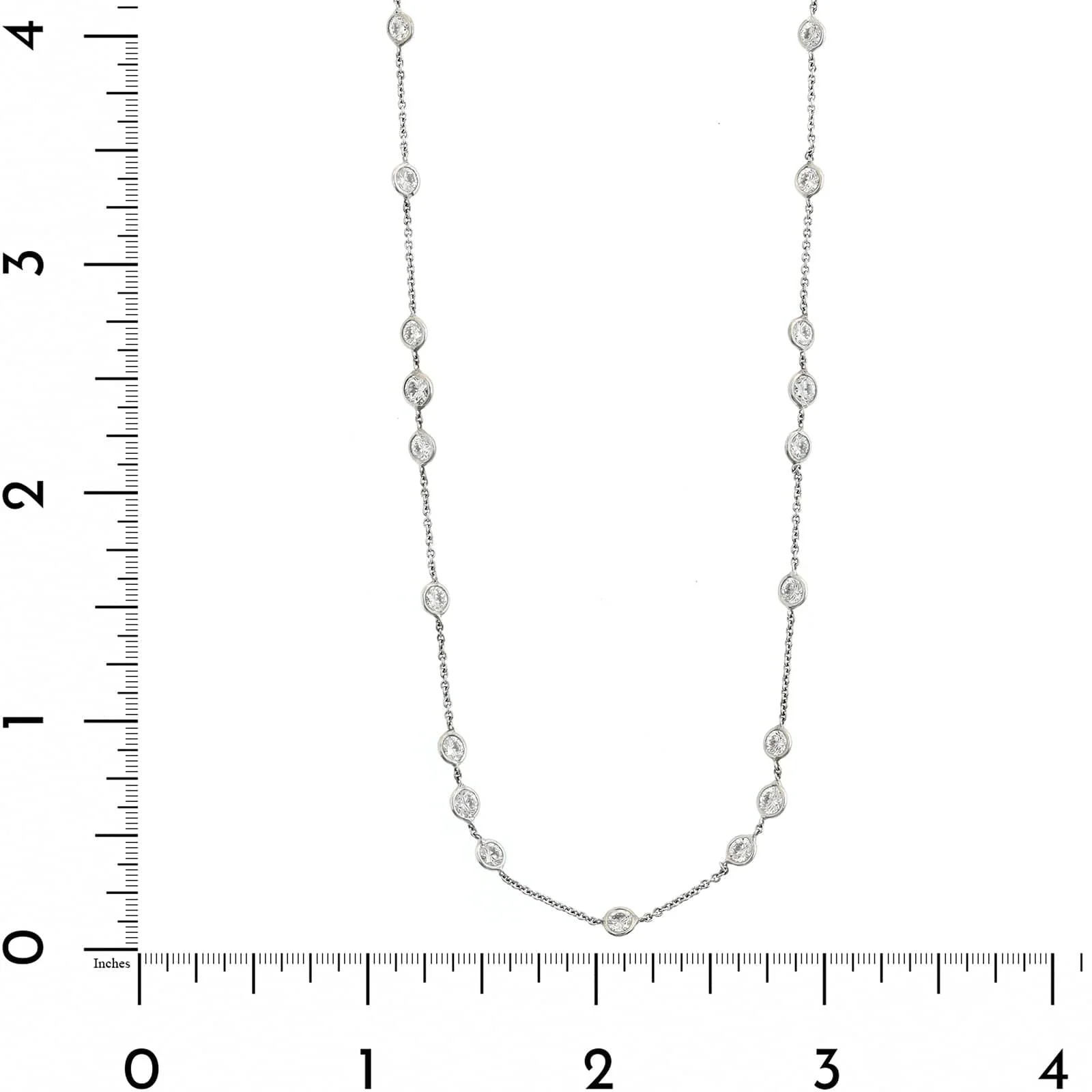 18K White Gold Round Diamond By The Yard Necklace - Image 4