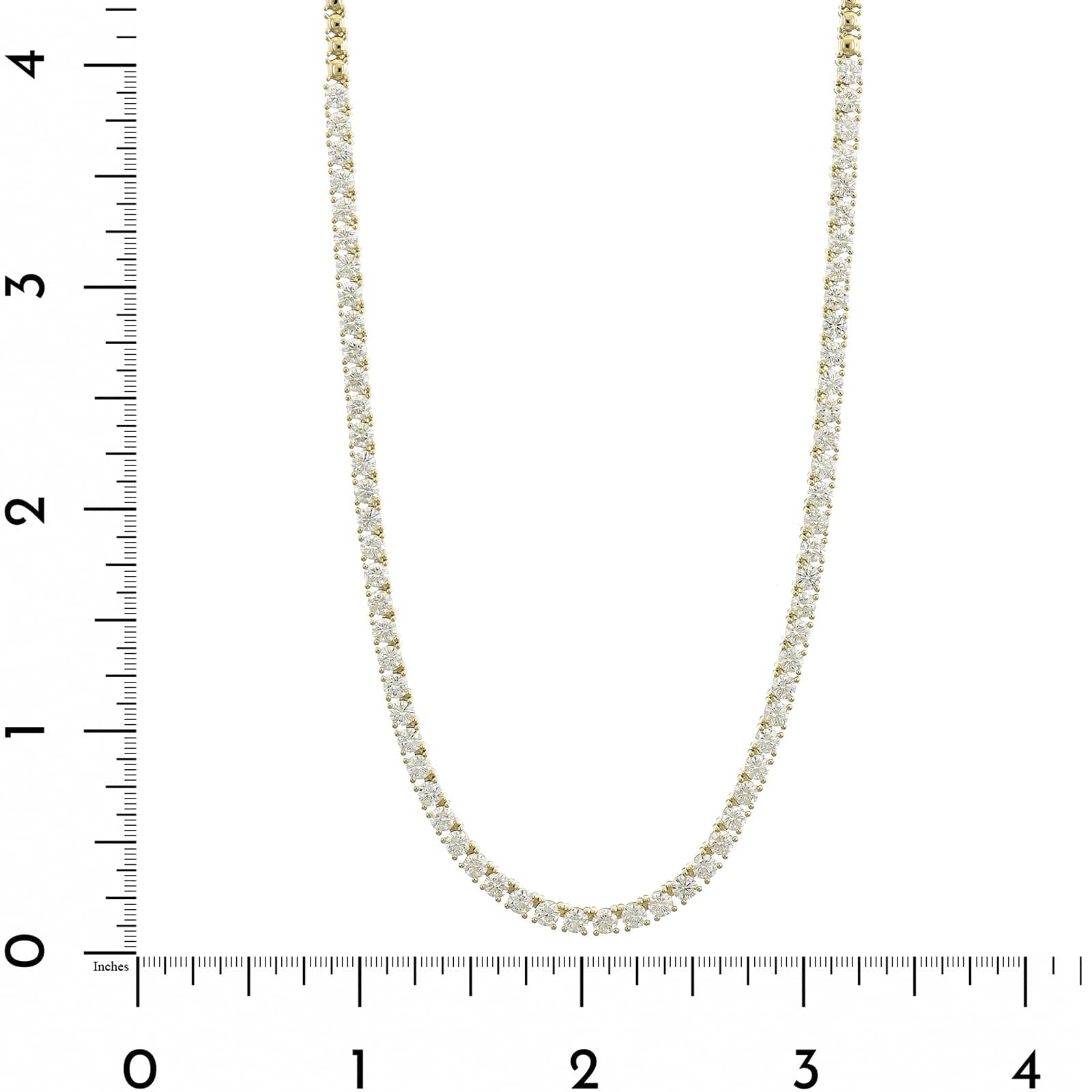 14K Yellow Gold Halfway Around 6CTW Diamond Tennis Necklace - Image 4