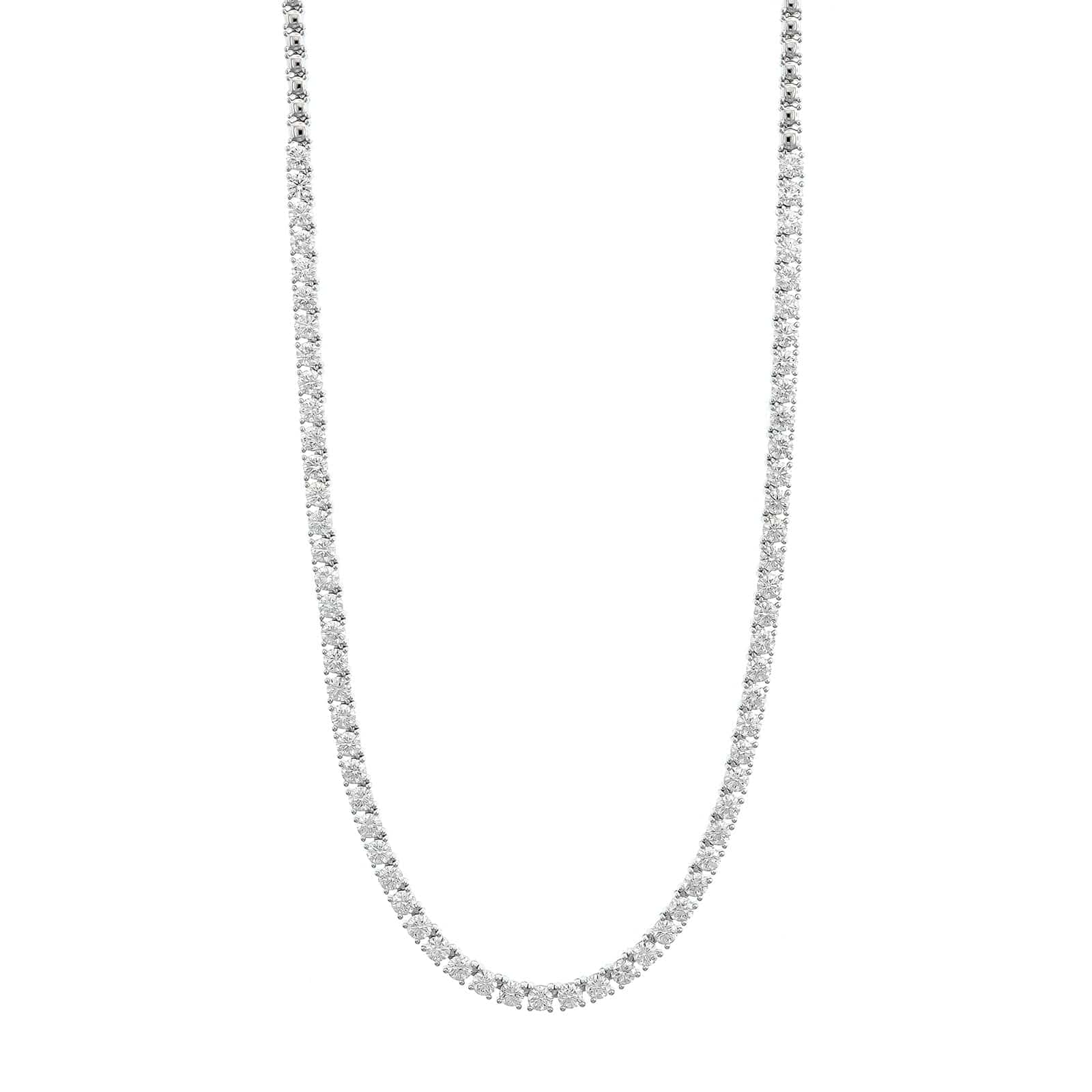 14K White Gold Halfway Around 6CTW Diamond Tennis Necklace