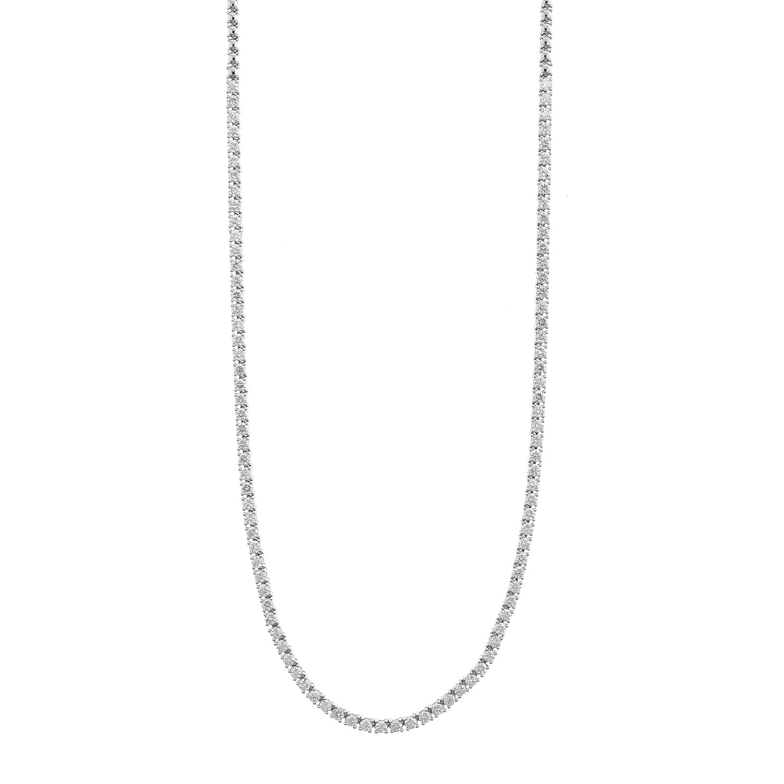 14K White Gold Halfway Around 2CTW Diamond Tennis Necklace