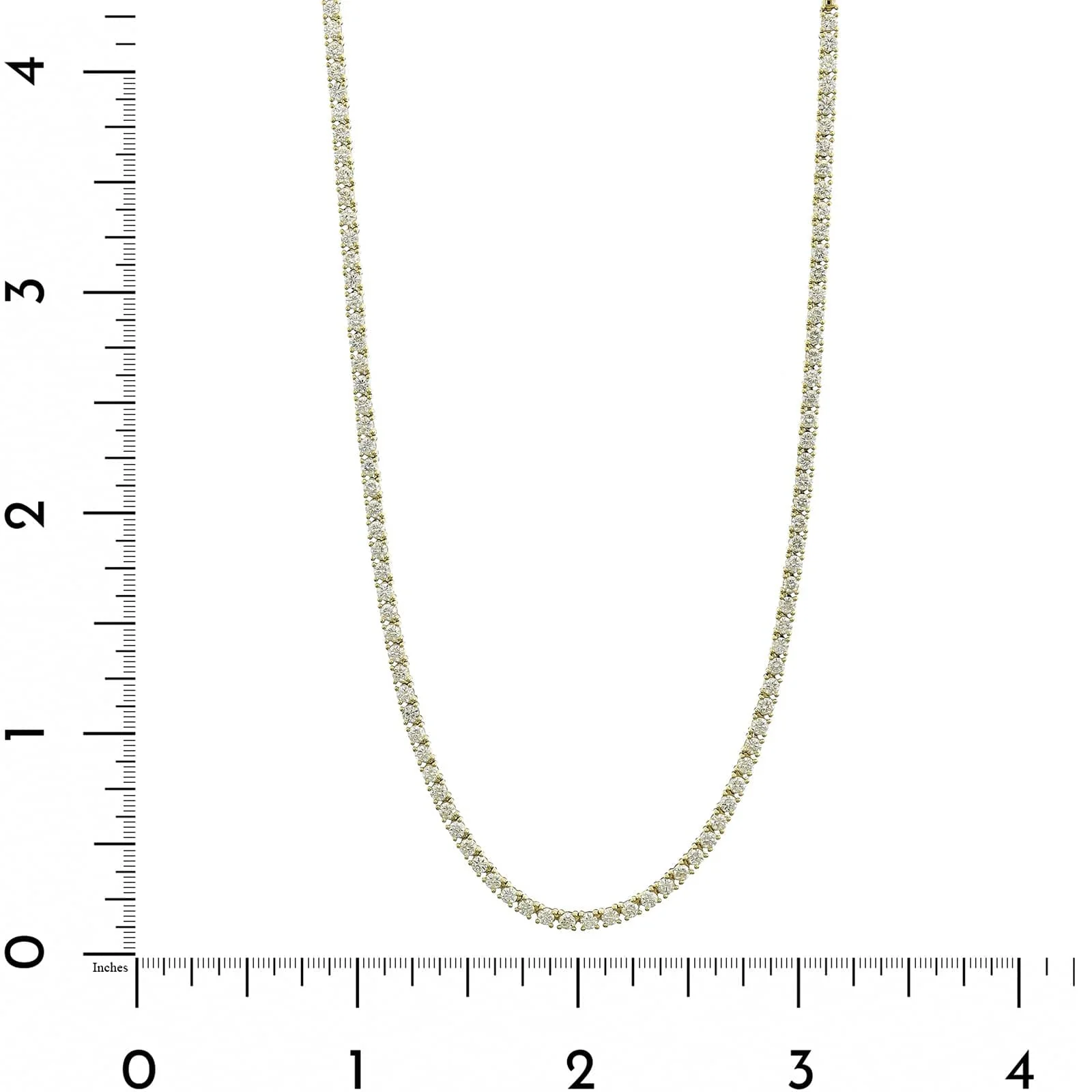 14K Yellow Gold Halfway Around 2CTW Diamond Tennis Necklace - Image 4